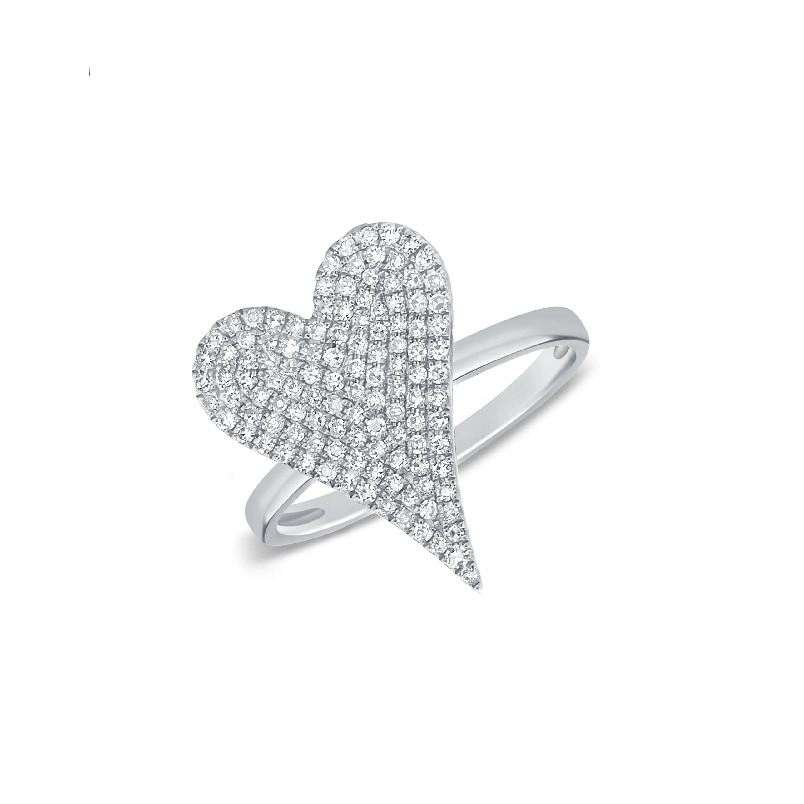 Pave Diamond Pointed Heart Ring