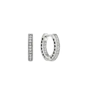 Pave Hoop Earrings with Heart Cutouts
