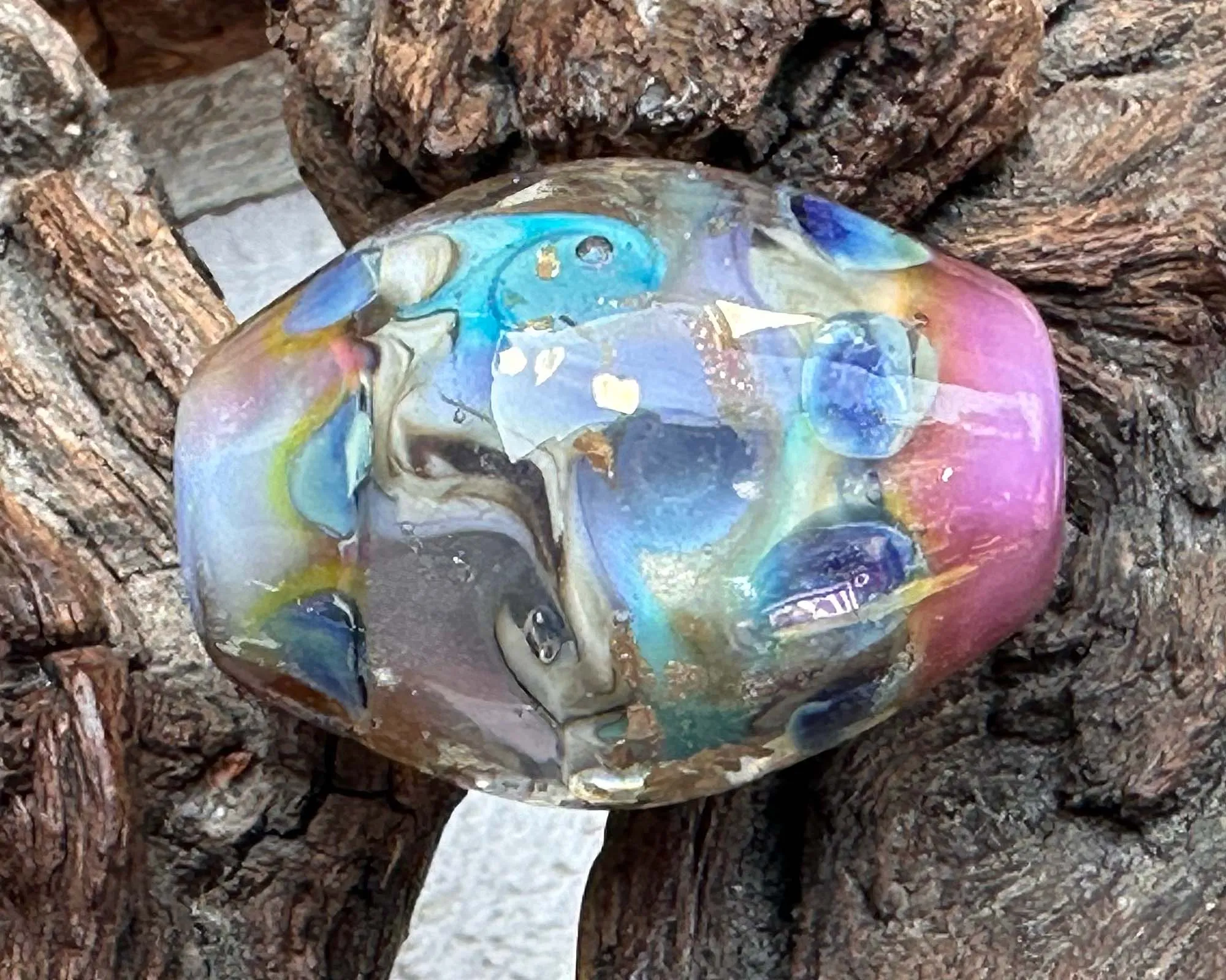 Petal Pink Prism Lampwork Focal Bead SRA