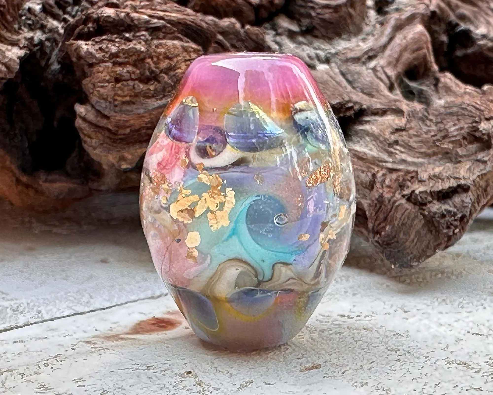 Petal Pink Prism Lampwork Focal Bead SRA