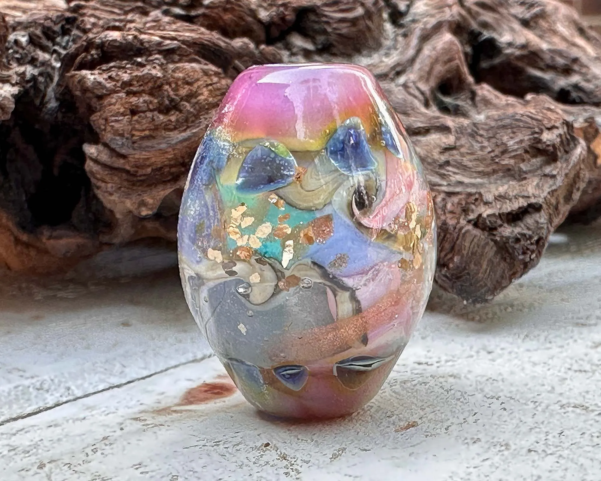 Petal Pink Prism Lampwork Focal Bead SRA