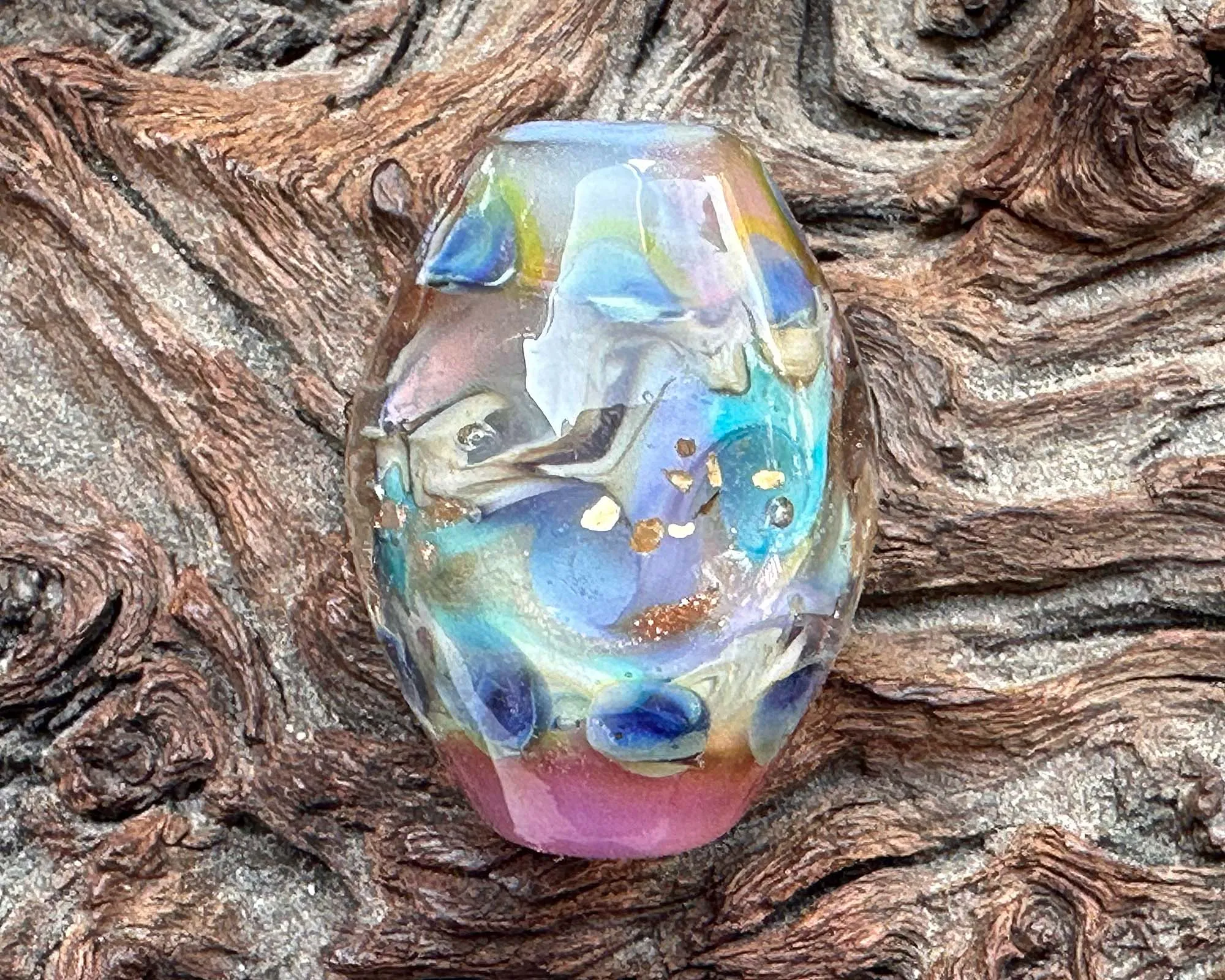 Petal Pink Prism Lampwork Focal Bead SRA