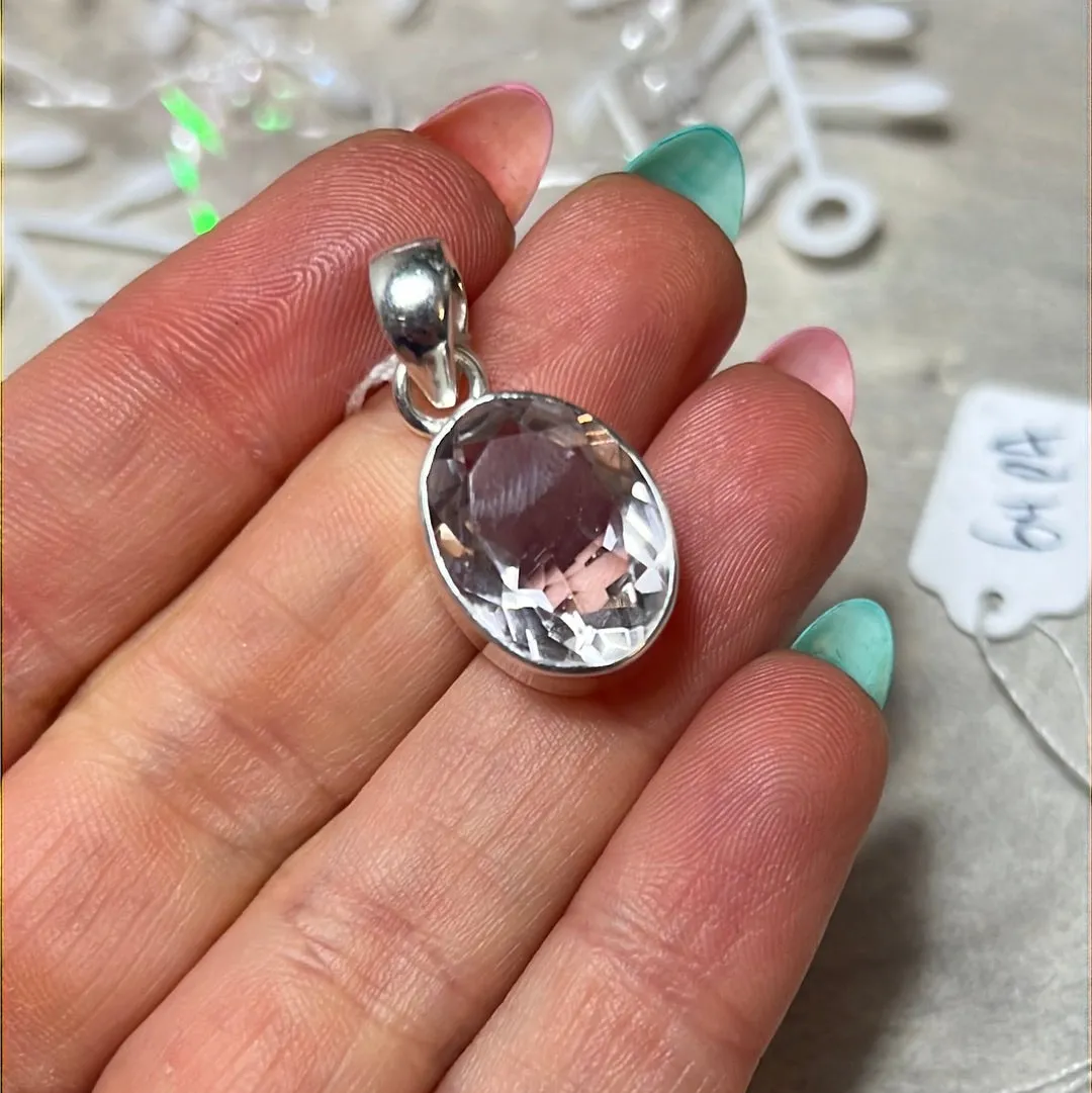 Pink Amethyst - Facet 925 Sterling Silver Pendant