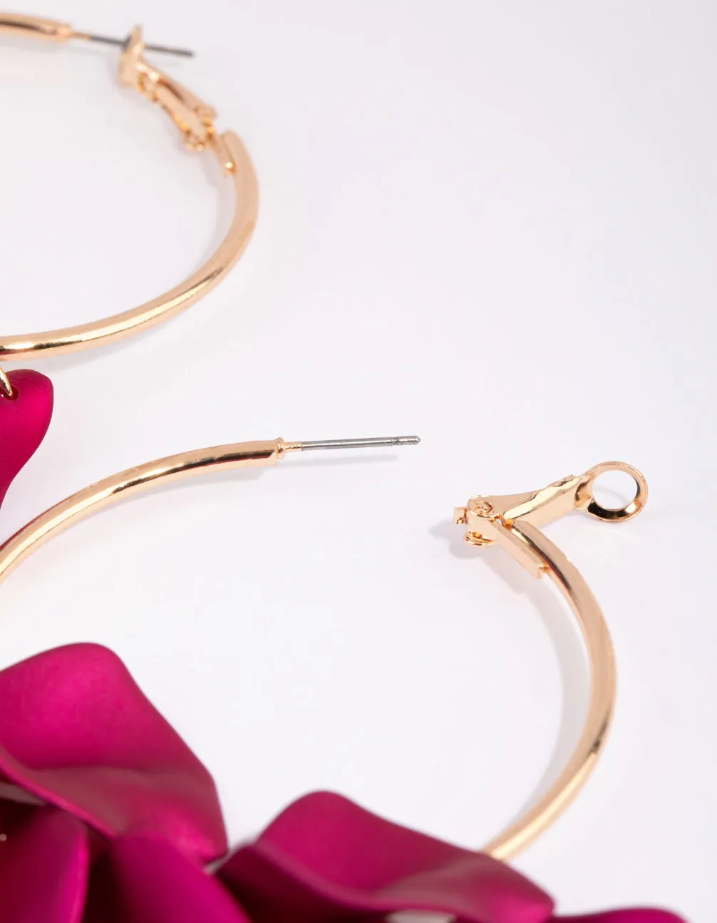 Pink Pearlised Petal Hoop Earrings