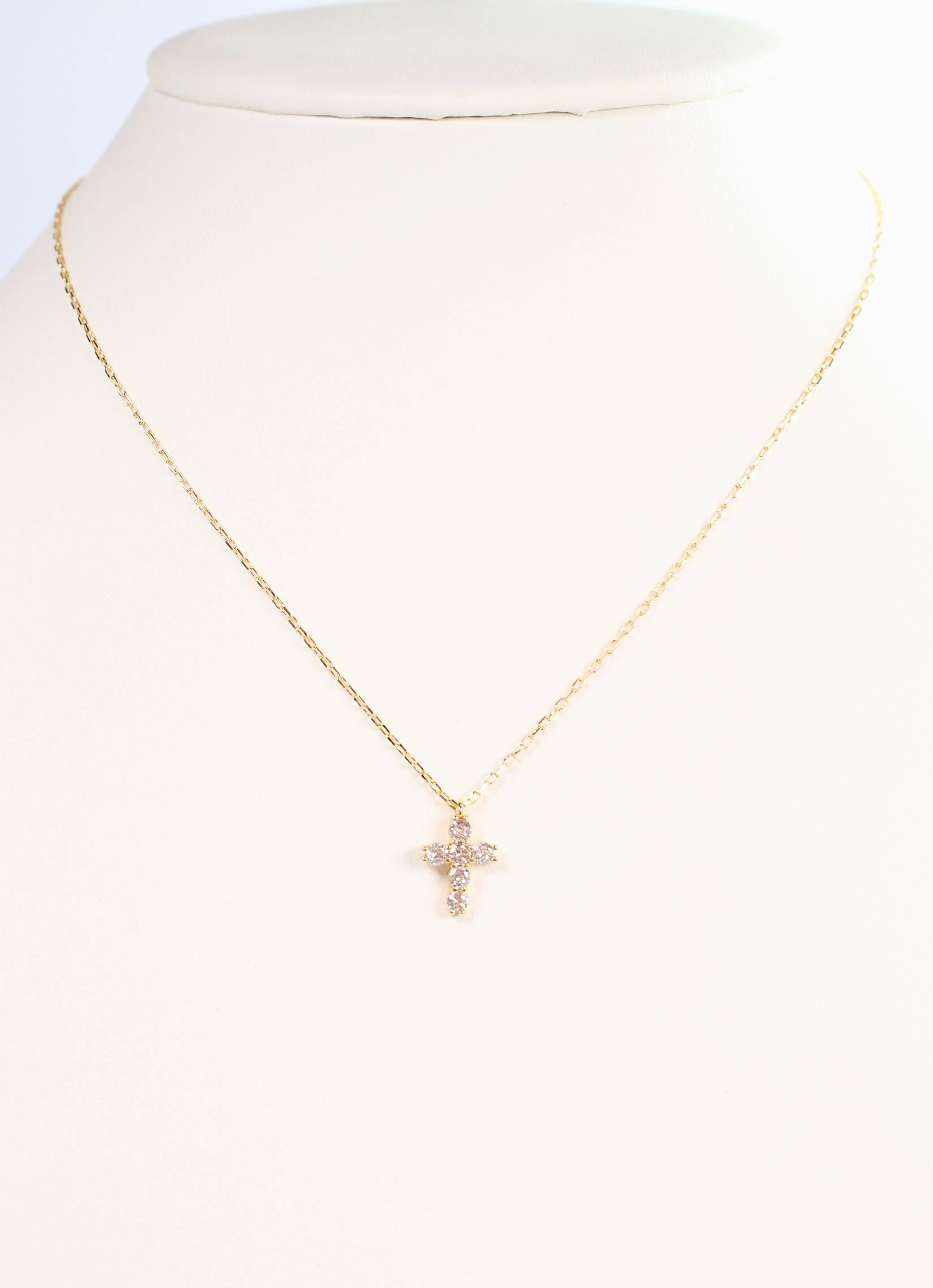 Pontiac CZ Cross Necklace GOLD