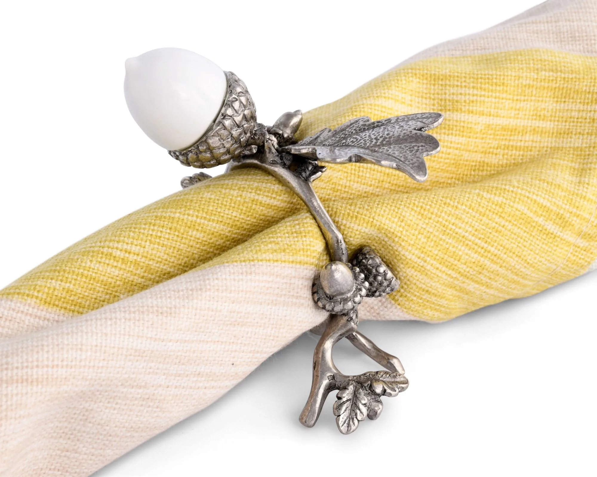 Porcelain Acorn & Oak Leaf Napkin Ring with Pewter