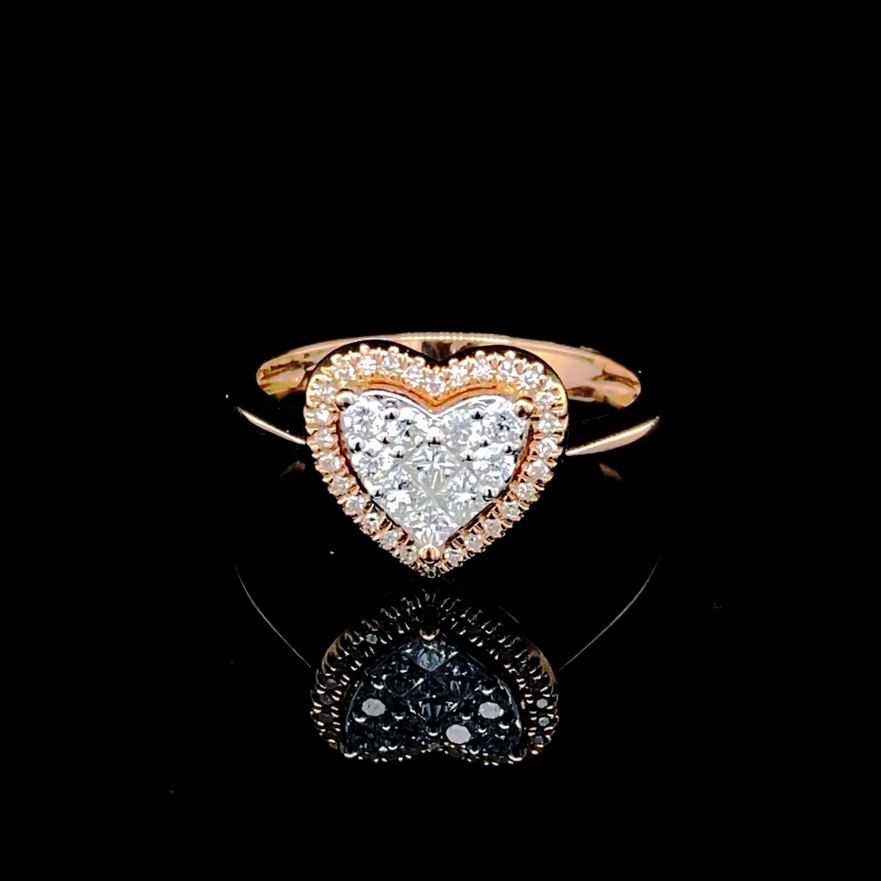PREORDER | Rose Heart Invisible Setting Diamond Ring 14kt
