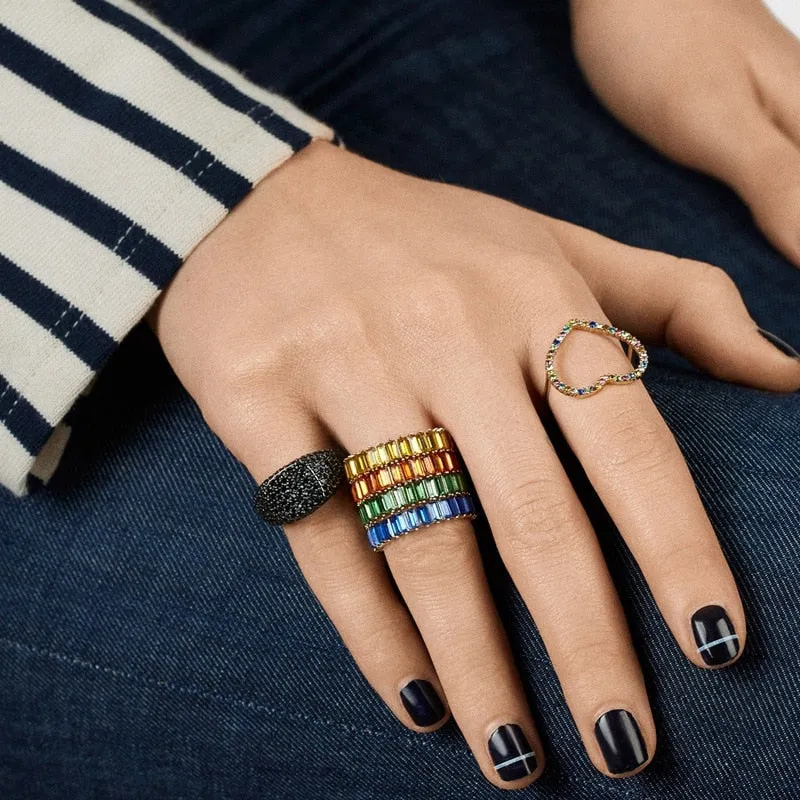 Rainbow Collection "Open Heart" Ring