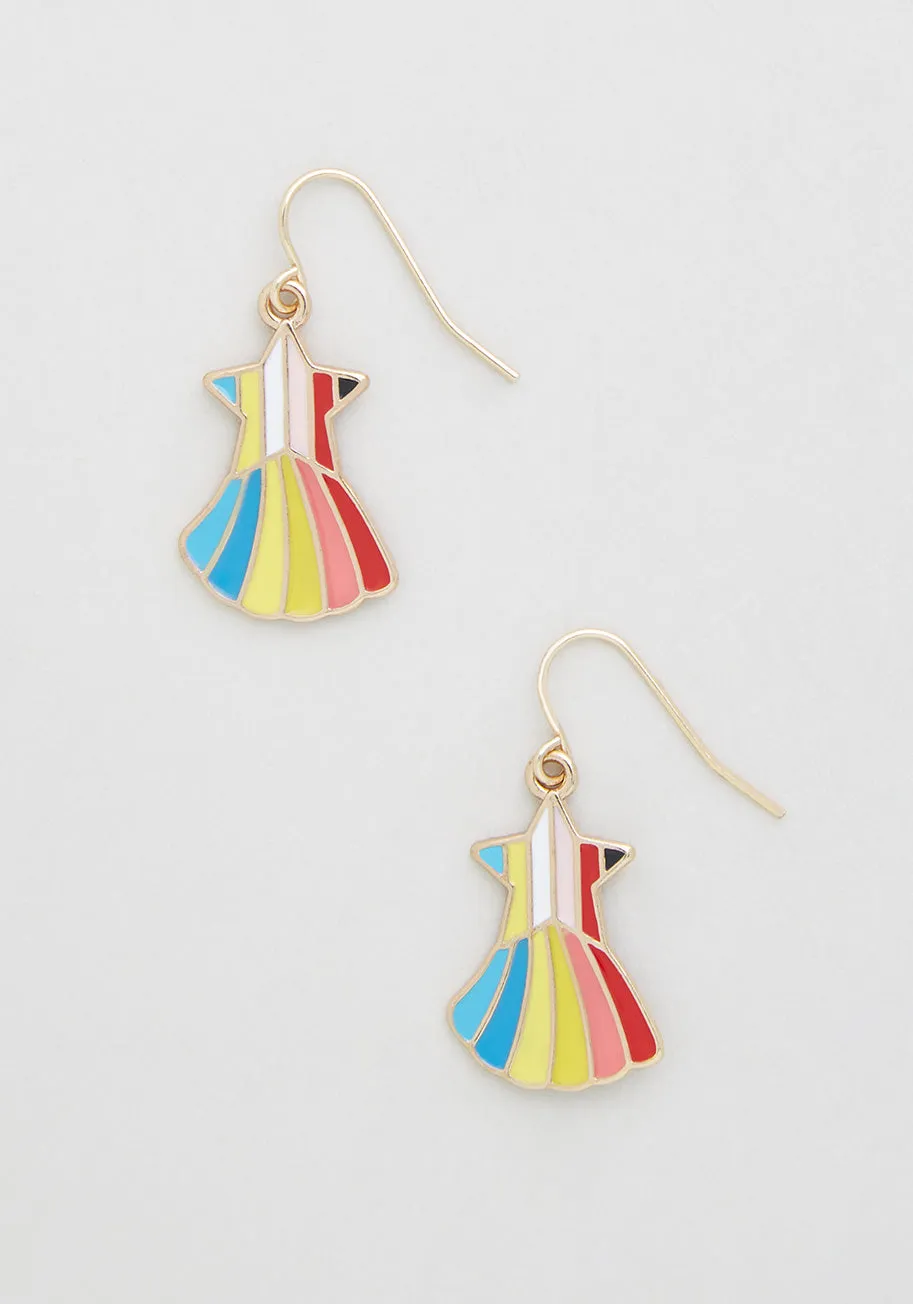 Rainbow Fanfare Dangle Earrings