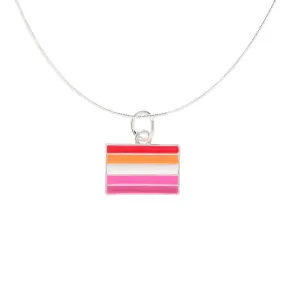 Rectangle Sunset Lesbian Flag Charm Necklaces