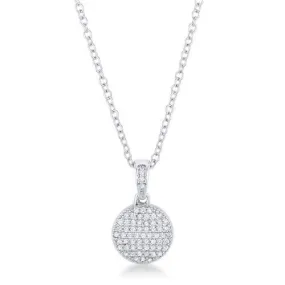Rhodium Necklace with CZ Disk Pendant