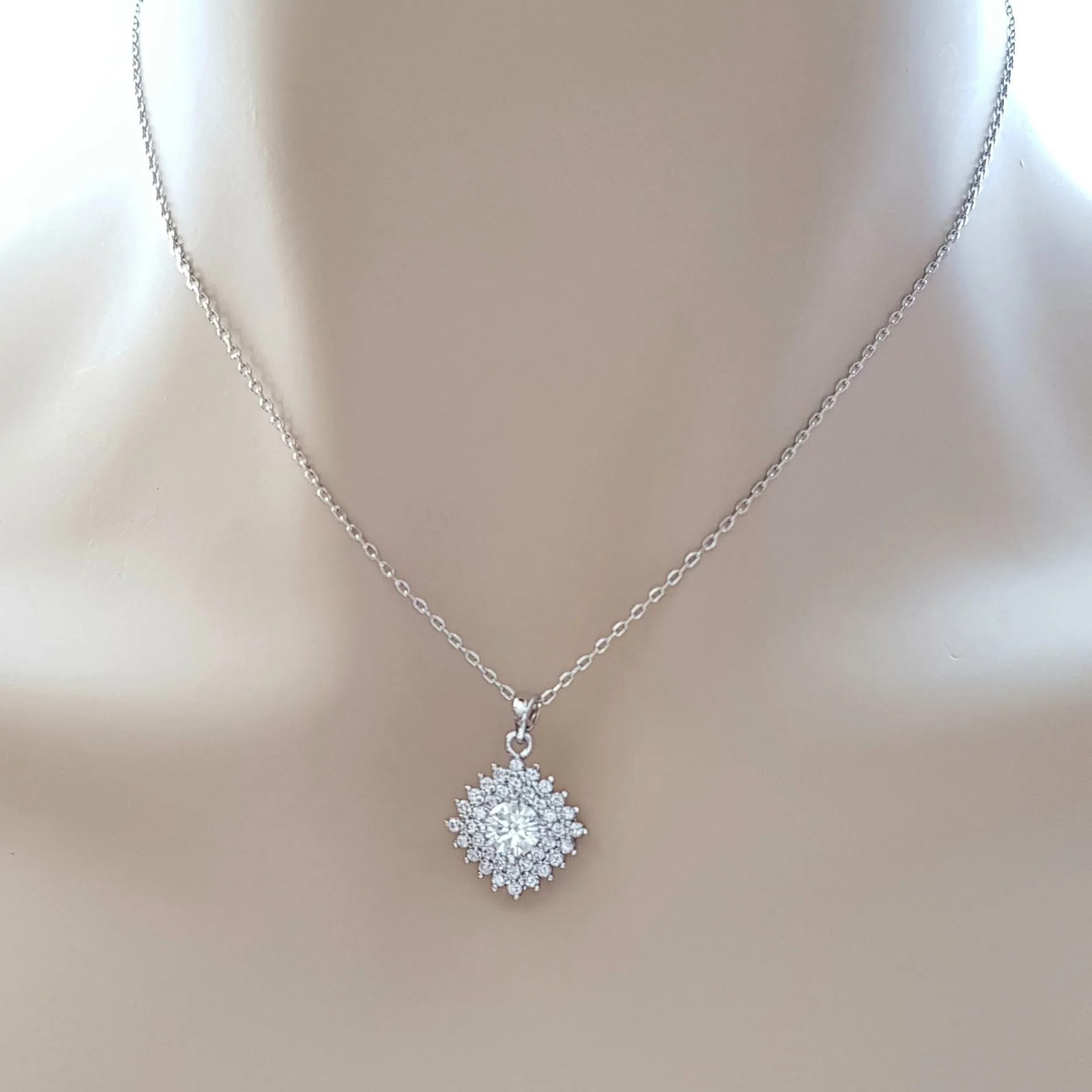 Rhombus Pendant In Cubic Zirconia-Bright