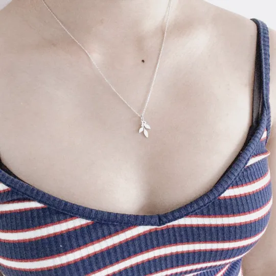 Silver Leaf Alphabet Necklaces