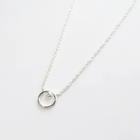 Silver Ring Around The CZ Necklace