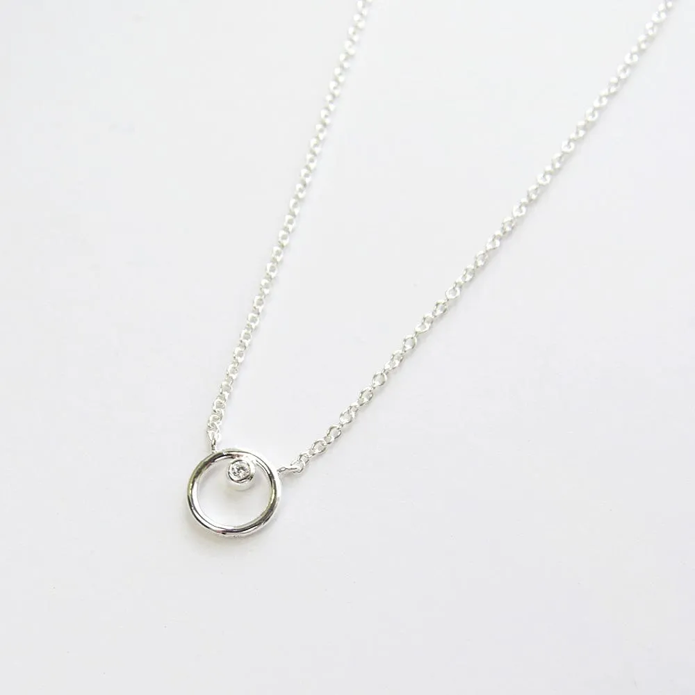 Silver Ring Around The CZ Necklace