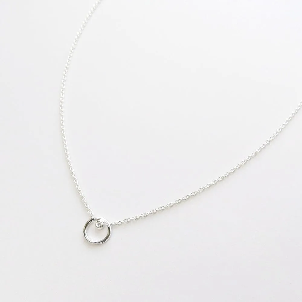 Silver Ring Around The CZ Necklace