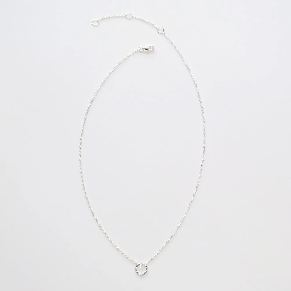 Silver Ring Around The CZ Necklace
