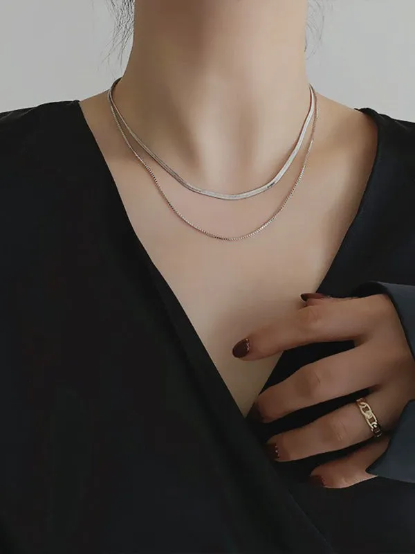 Simple Solid Color Multi-Layered Choker Necklaces Accessories