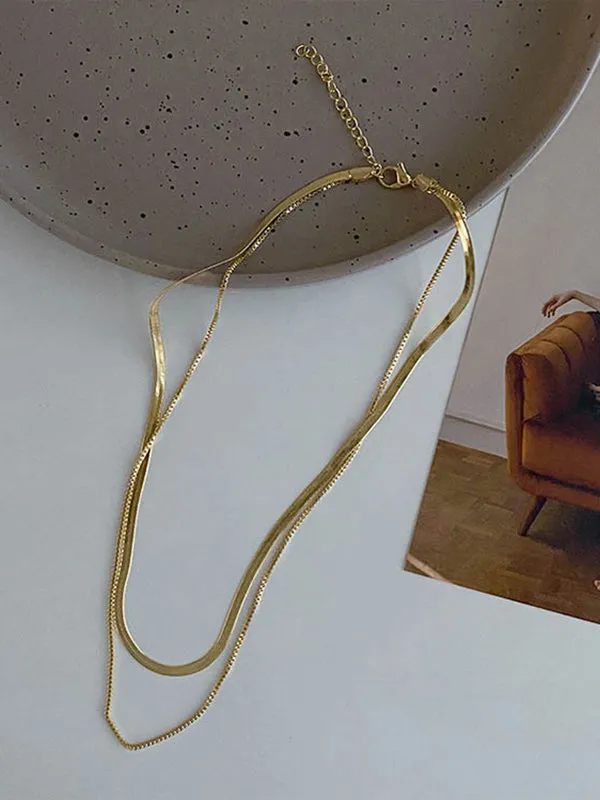 Simple Solid Color Multi-Layered Choker Necklaces Accessories