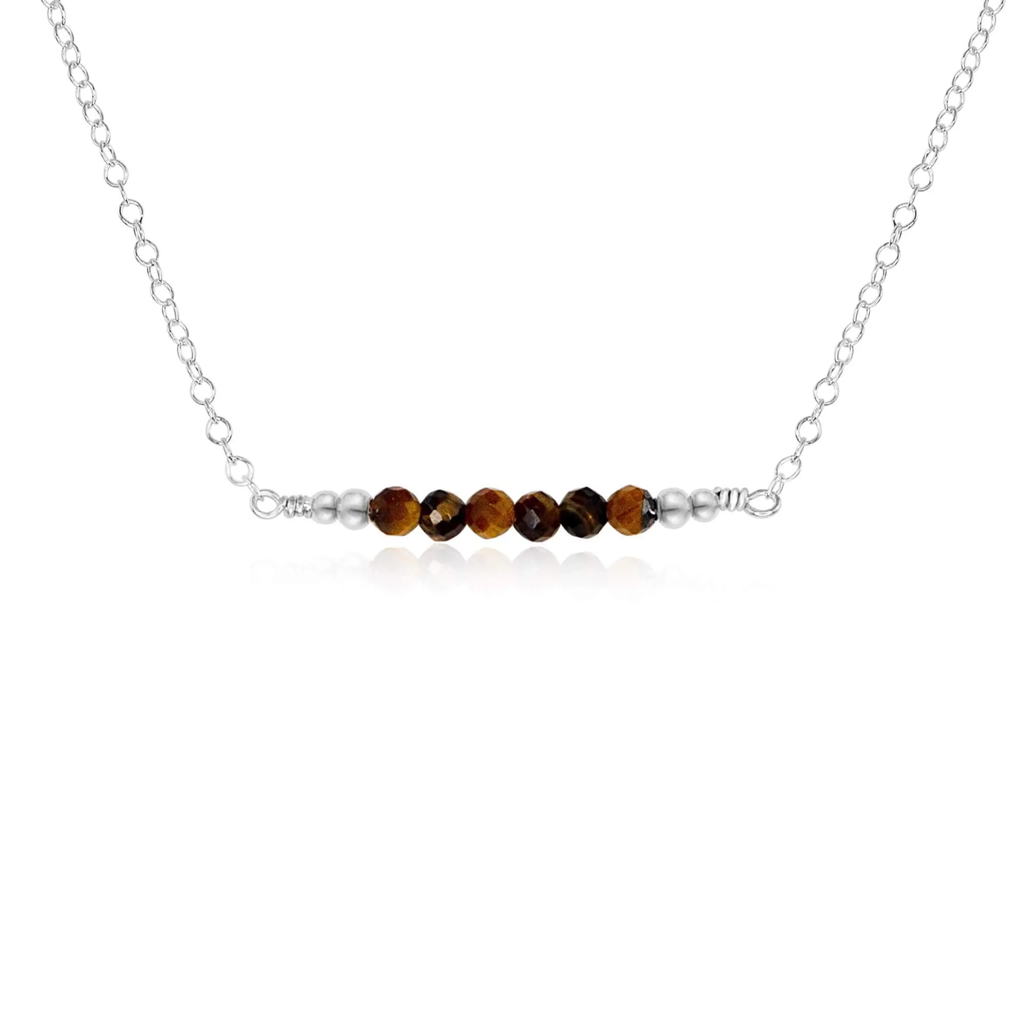 Sparkling Tiger's Eye Faceted Bead Bar Necklace