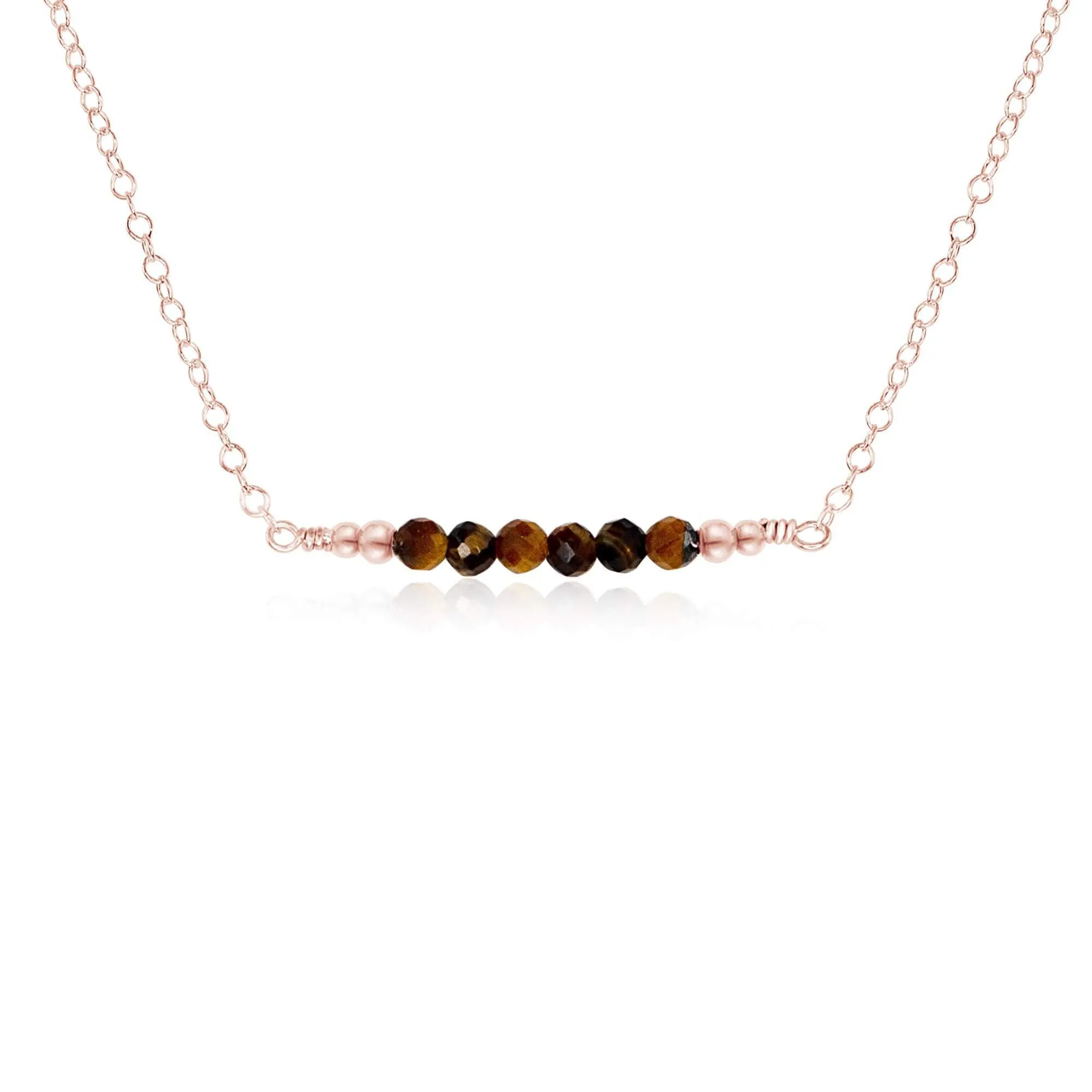 Sparkling Tiger's Eye Faceted Bead Bar Necklace