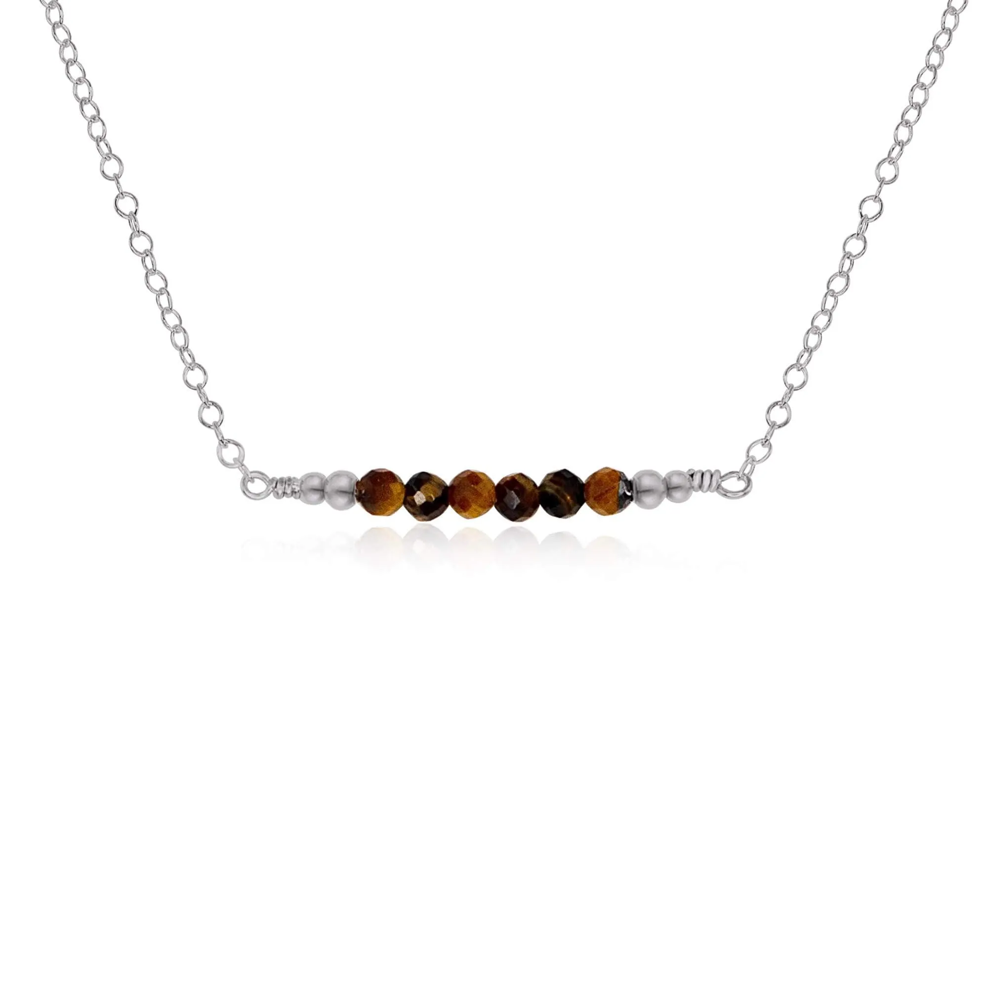 Sparkling Tiger's Eye Faceted Bead Bar Necklace