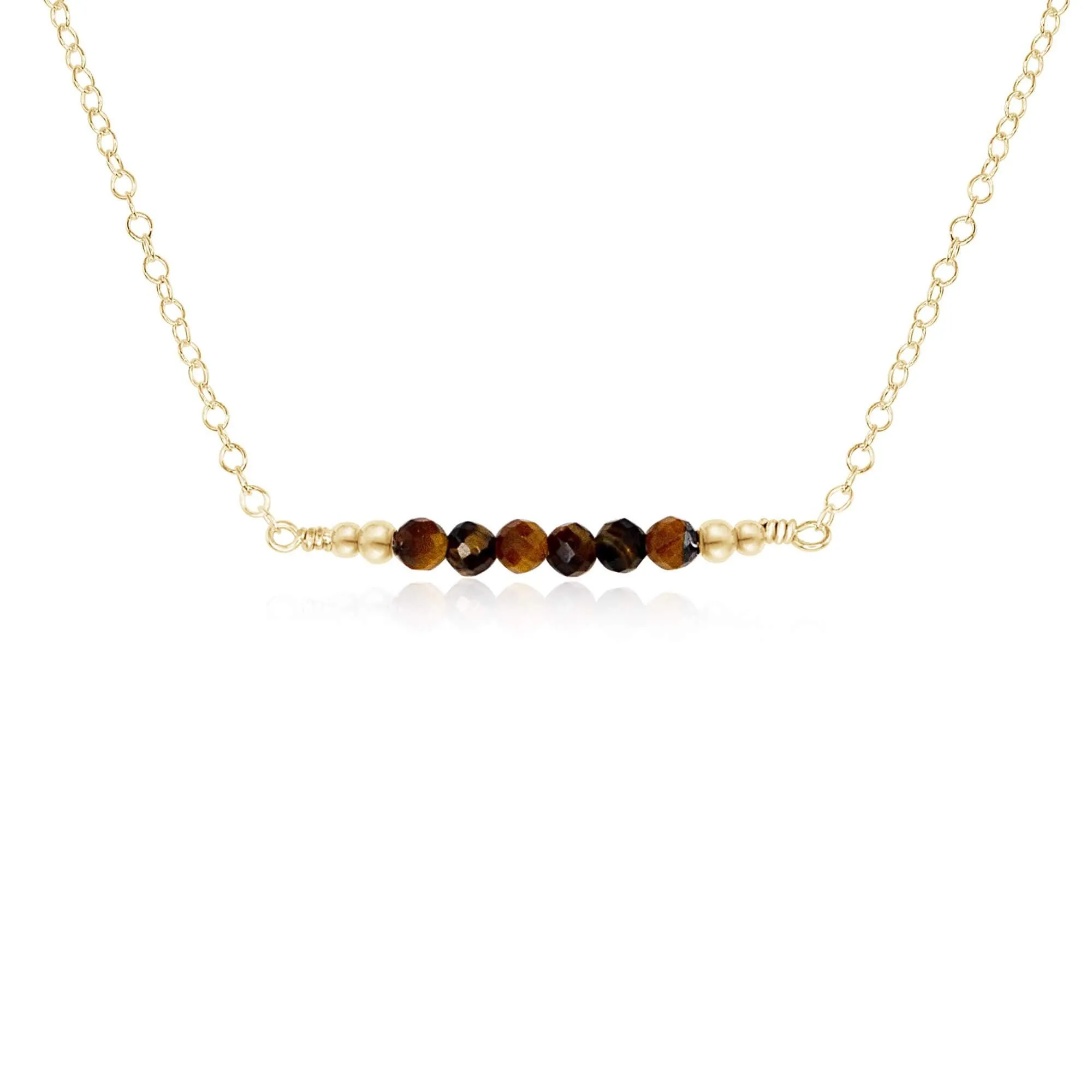 Sparkling Tiger's Eye Faceted Bead Bar Necklace