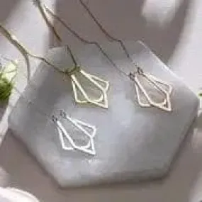 Stainless Steel Magic Ring Holder Necklace, Geometric Double Pendant Necklaces Ring Holder Holding Special Necklace - Silver, Gold & Rose Gold