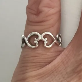 Sterling Silver Adjustable Heart Toe Ring, Silver Ring, Boho Ring, Love Ring