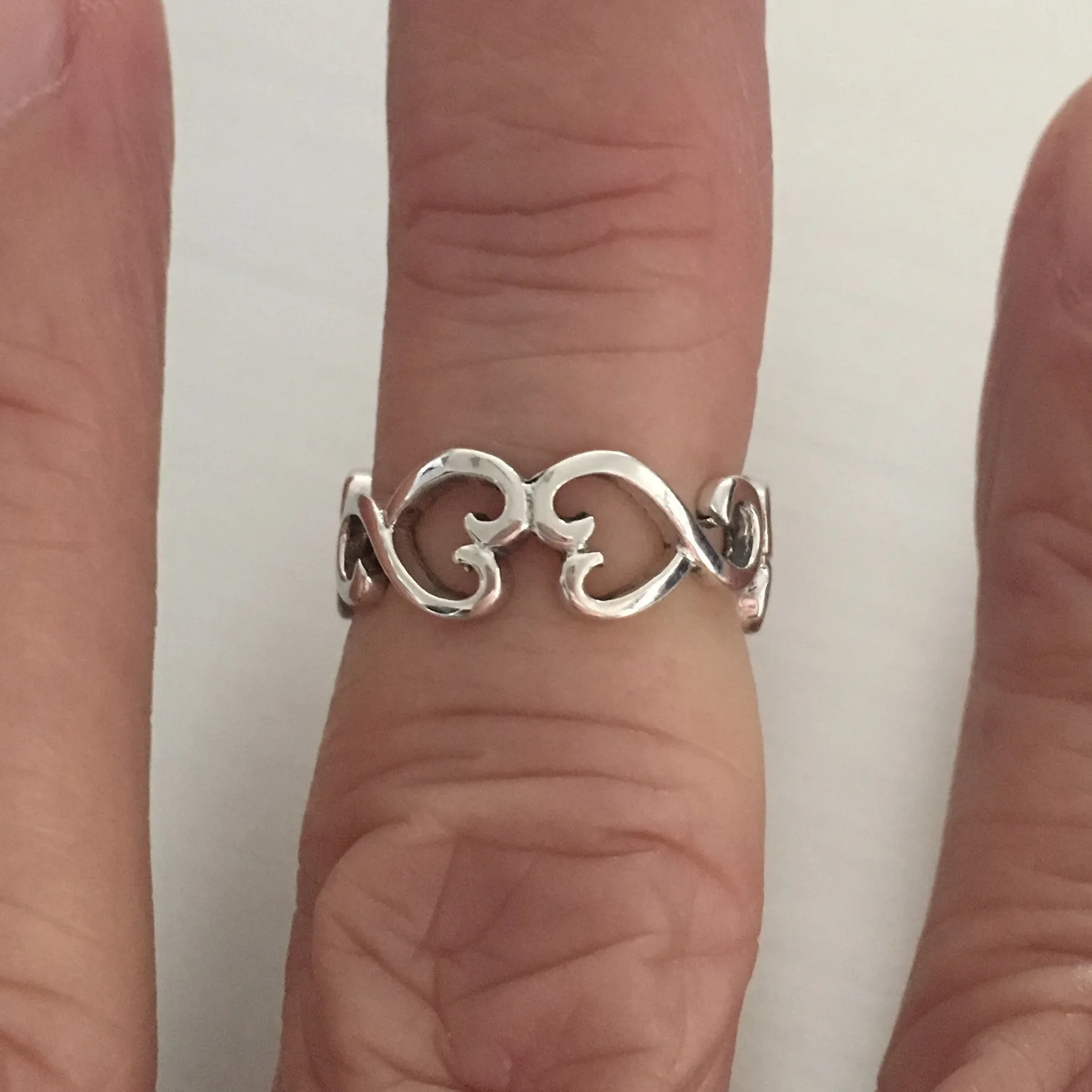 Sterling Silver Adjustable Heart Toe Ring, Silver Ring, Boho Ring, Love Ring