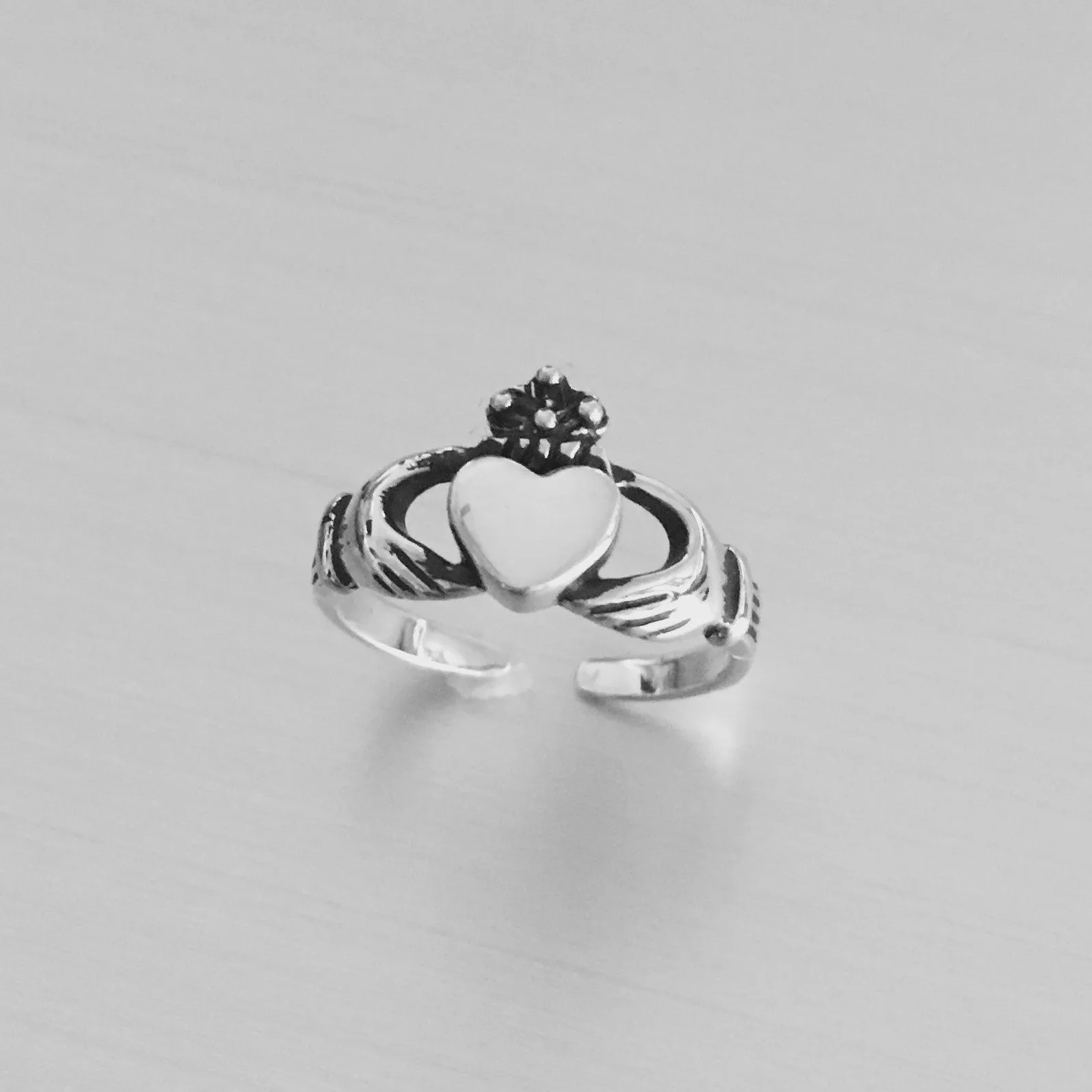 Sterling Silver Claddagh Toe Ring, Silver Ring, Boho Ring, Irish Ring, Adjustable Ring