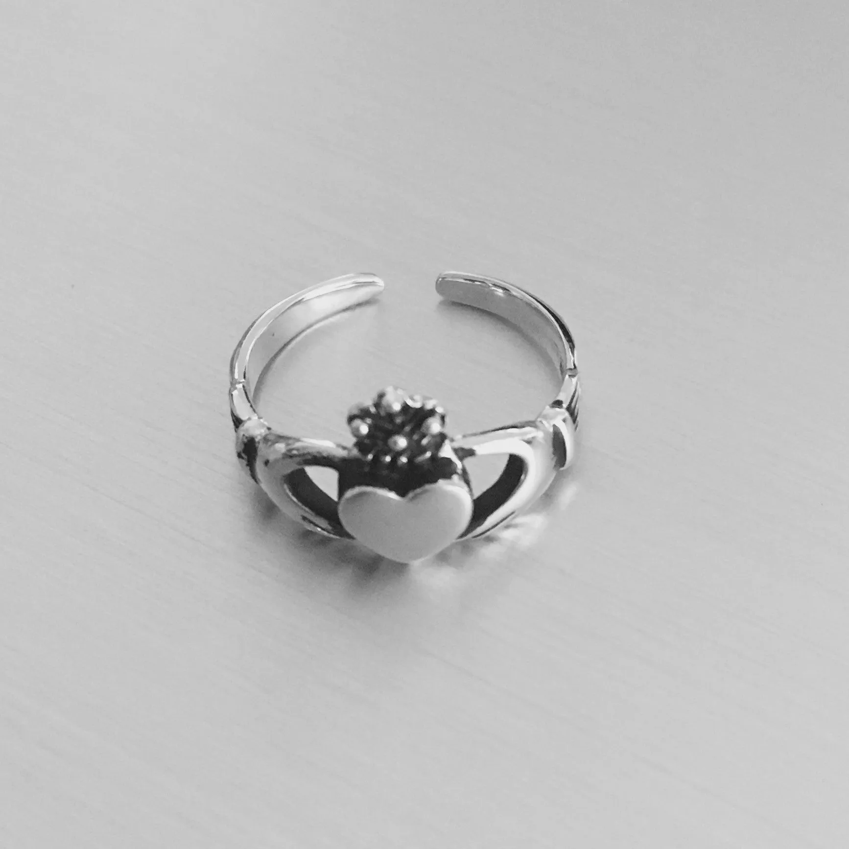 Sterling Silver Claddagh Toe Ring, Silver Ring, Boho Ring, Irish Ring, Adjustable Ring