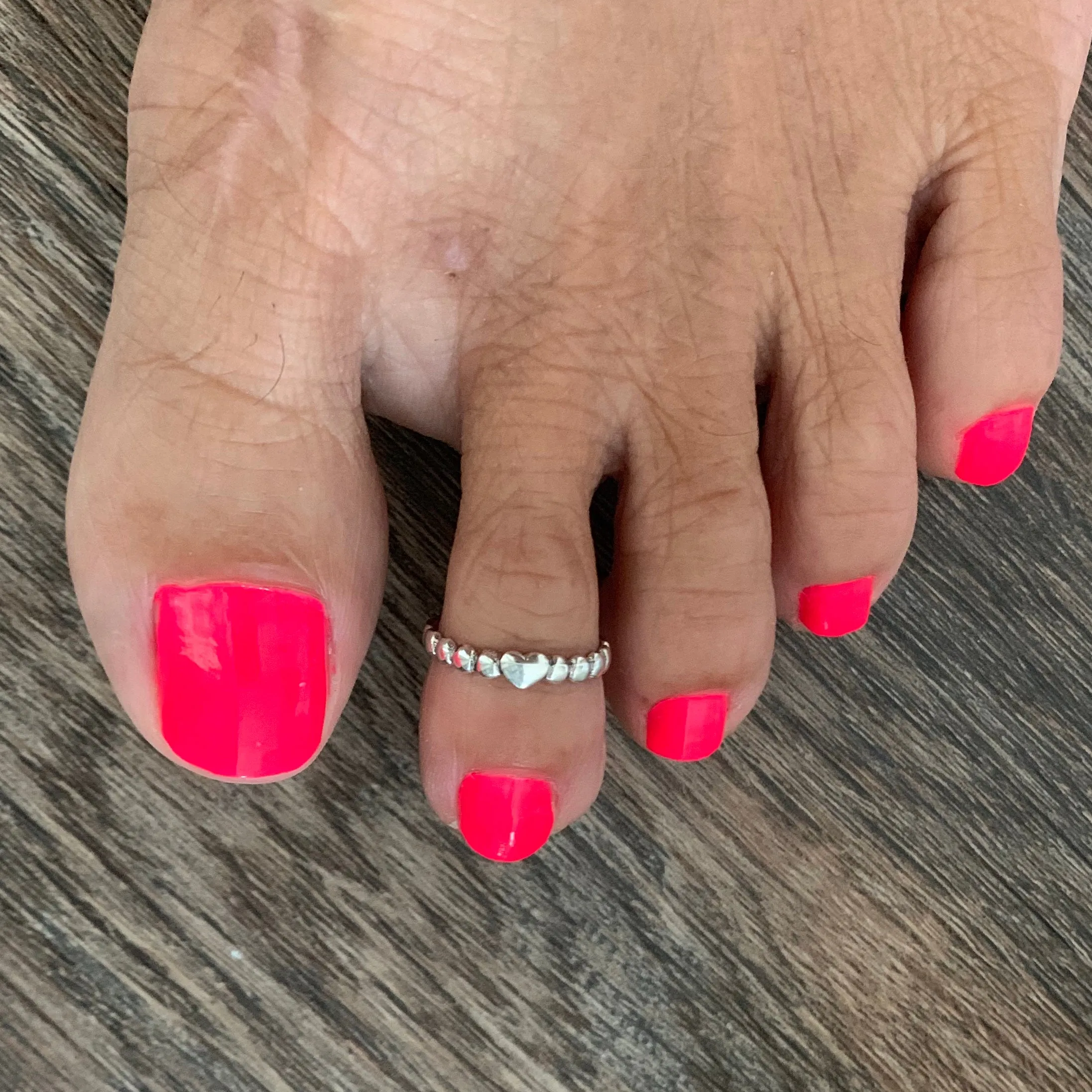 Sterling Silver Heart Toe Ring with Dots, Silver Rings, Love Ring, Heart Ring