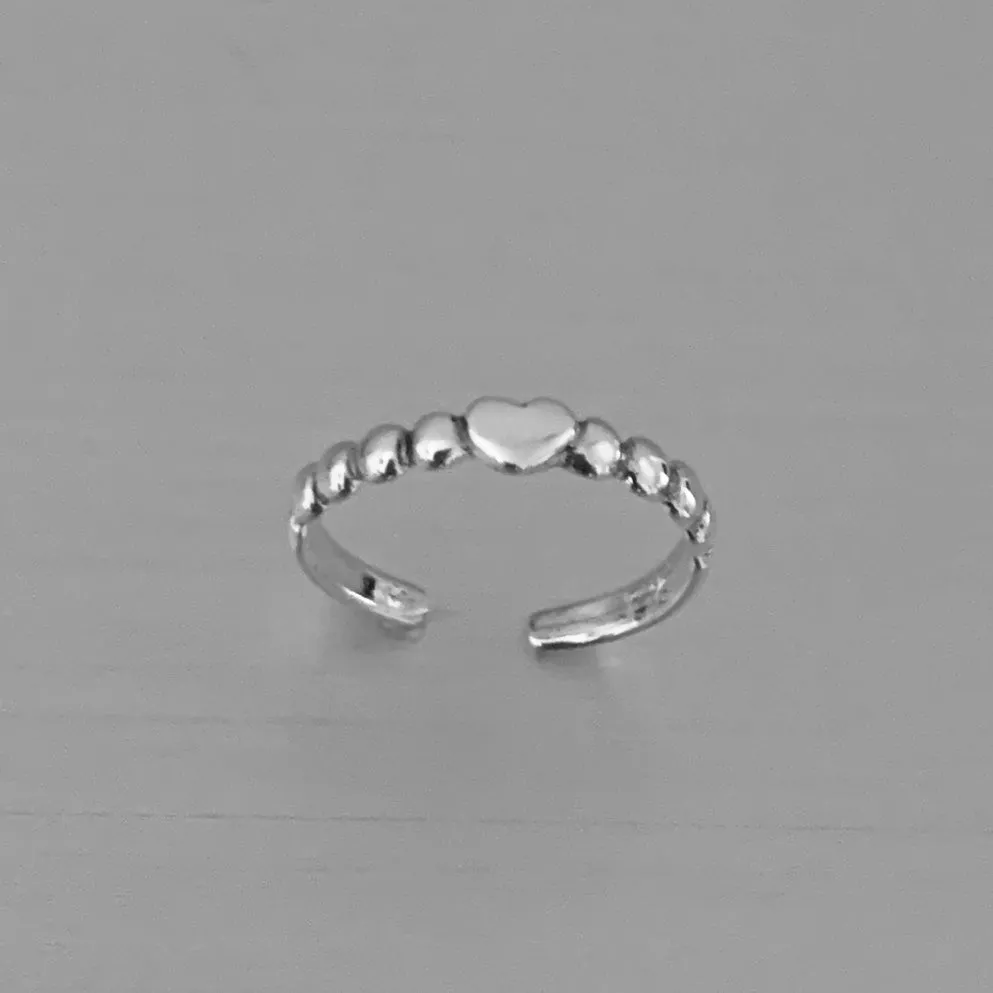Sterling Silver Heart Toe Ring with Dots, Silver Rings, Love Ring, Heart Ring