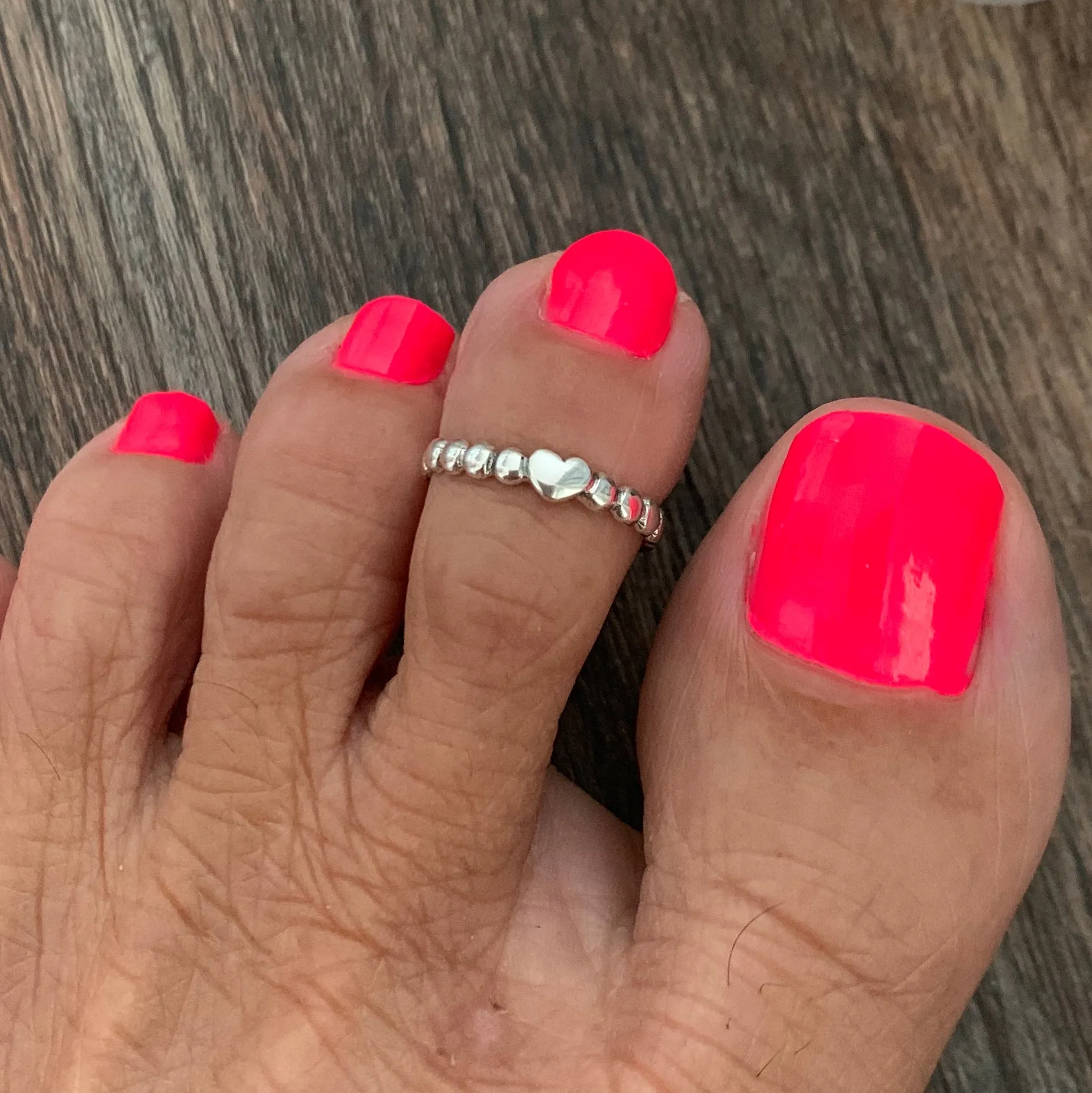 Sterling Silver Heart Toe Ring with Dots, Silver Rings, Love Ring, Heart Ring