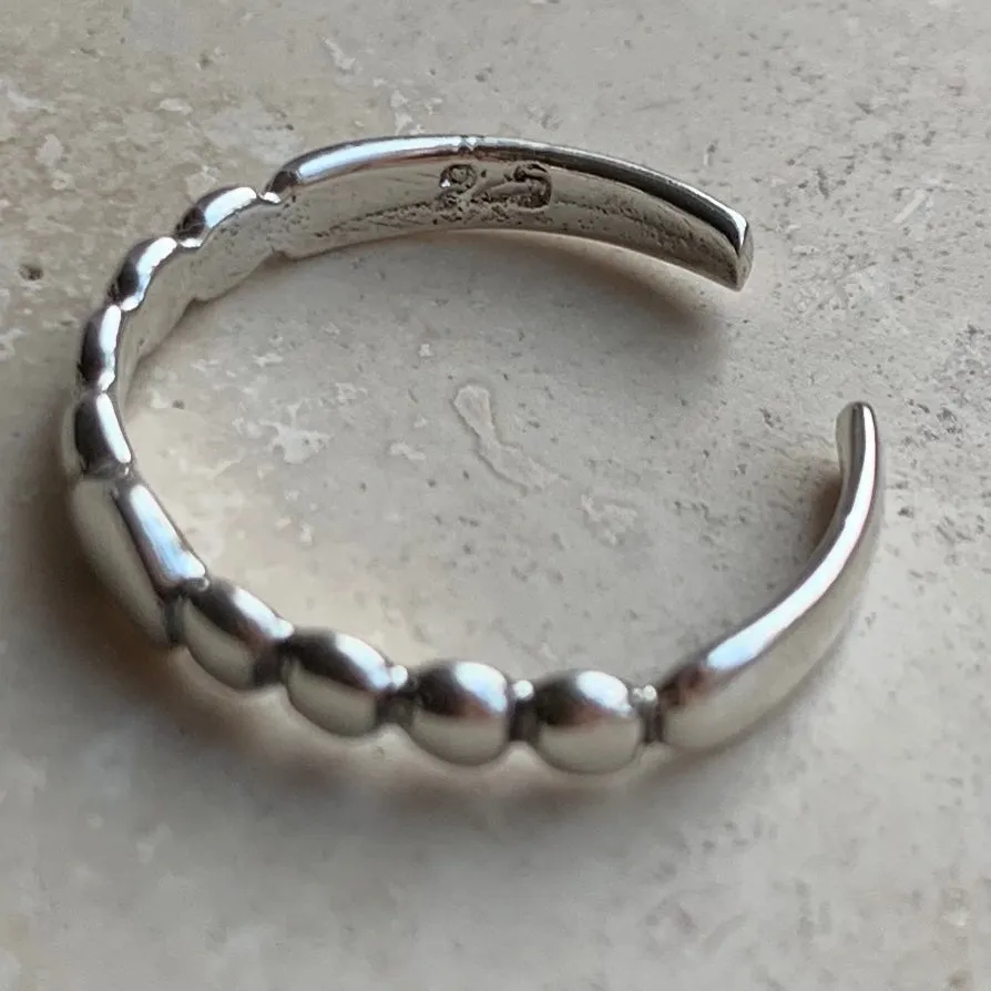 Sterling Silver Heart Toe Ring with Dots, Silver Rings, Love Ring, Heart Ring