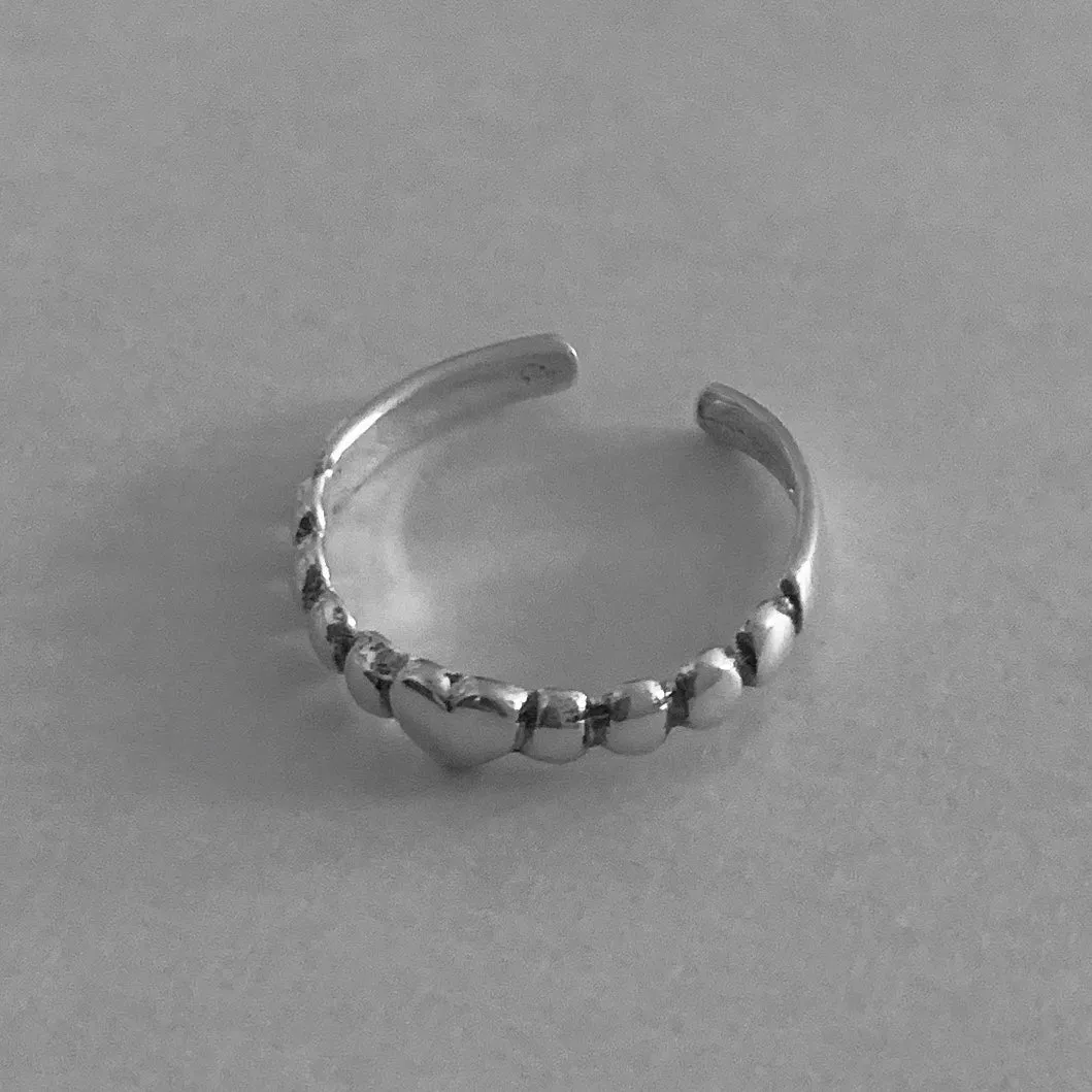 Sterling Silver Heart Toe Ring with Dots, Silver Rings, Love Ring, Heart Ring