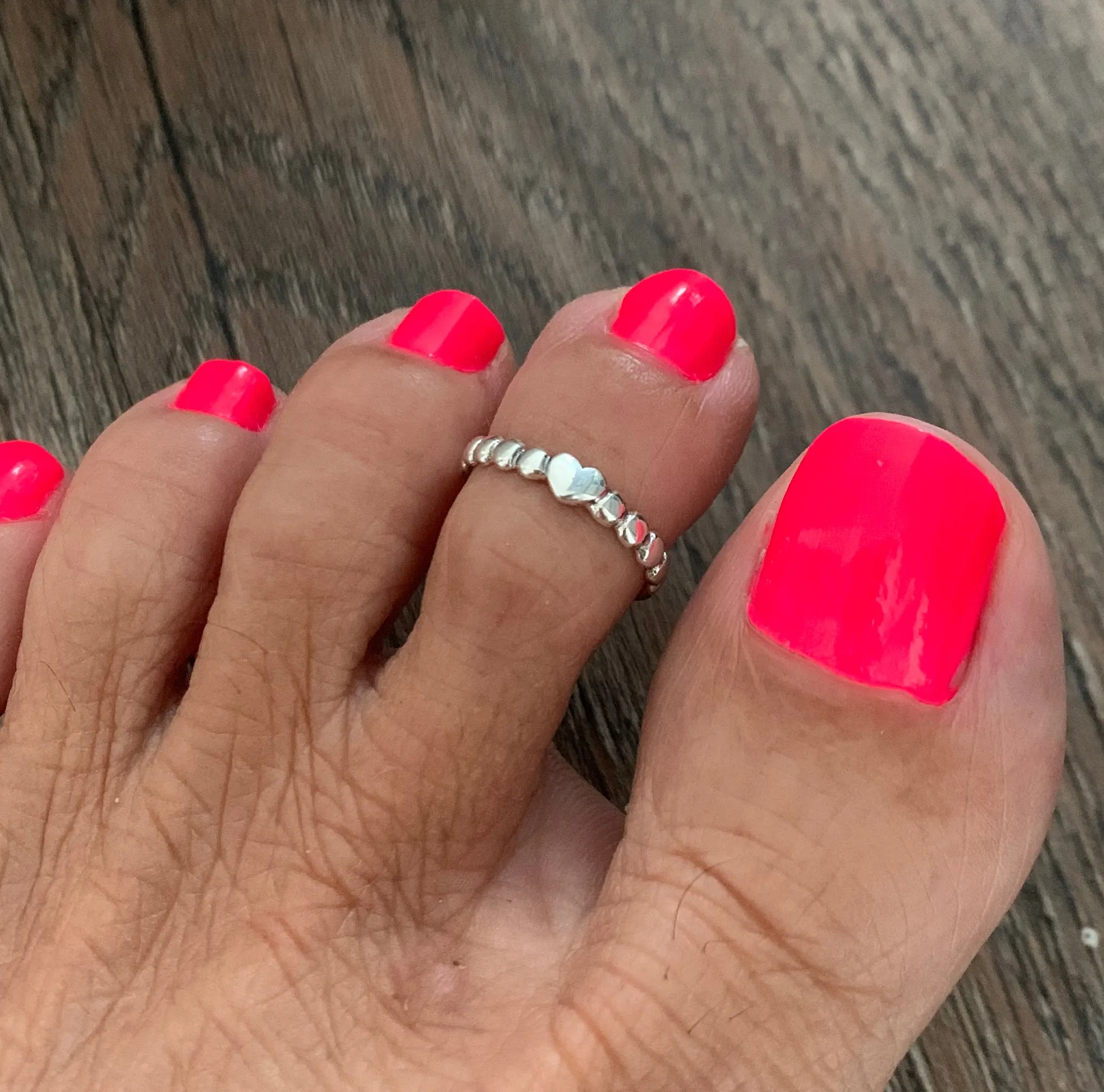 Sterling Silver Heart Toe Ring with Dots, Silver Rings, Love Ring, Heart Ring