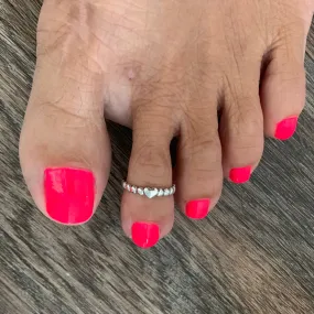 Sterling Silver Heart Toe Ring with Dots, Silver Rings, Love Ring, Heart Ring