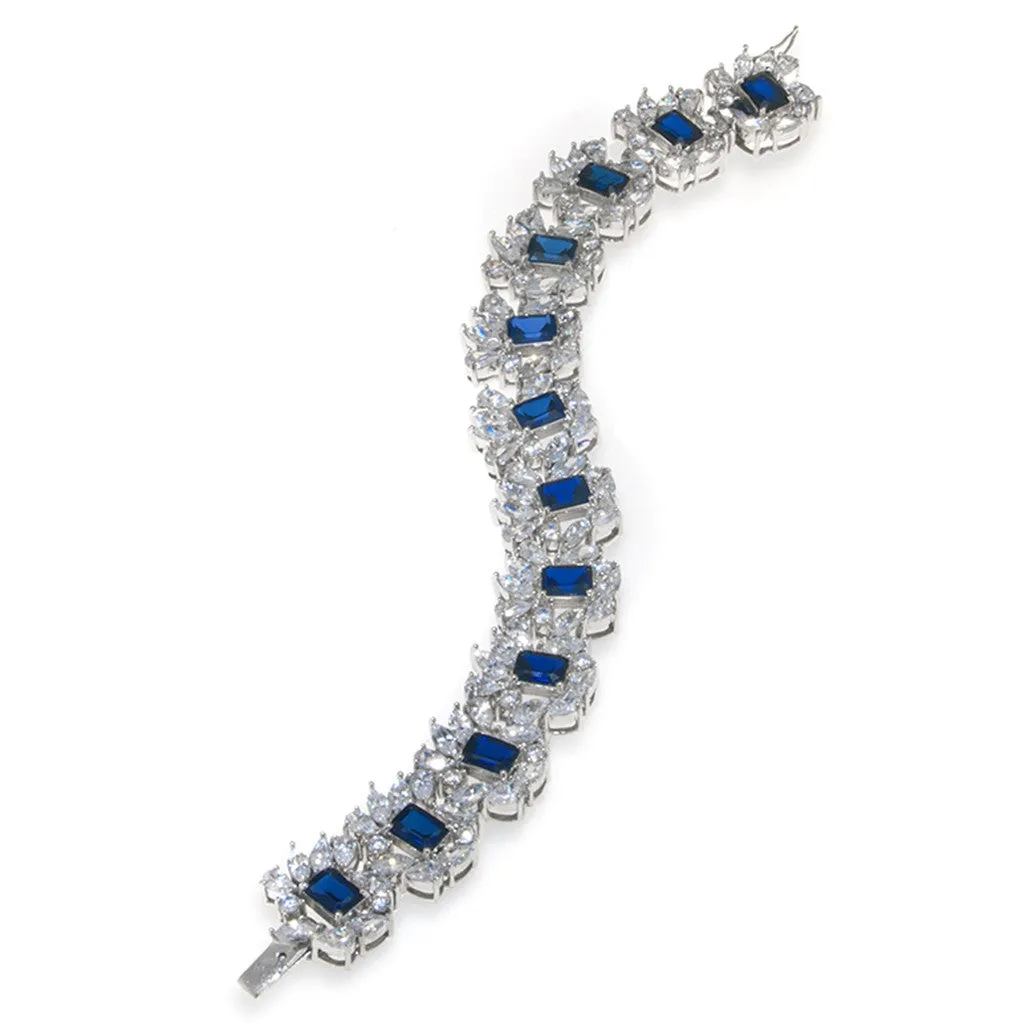 Sterling Silver Sapphire CZ Bracelet