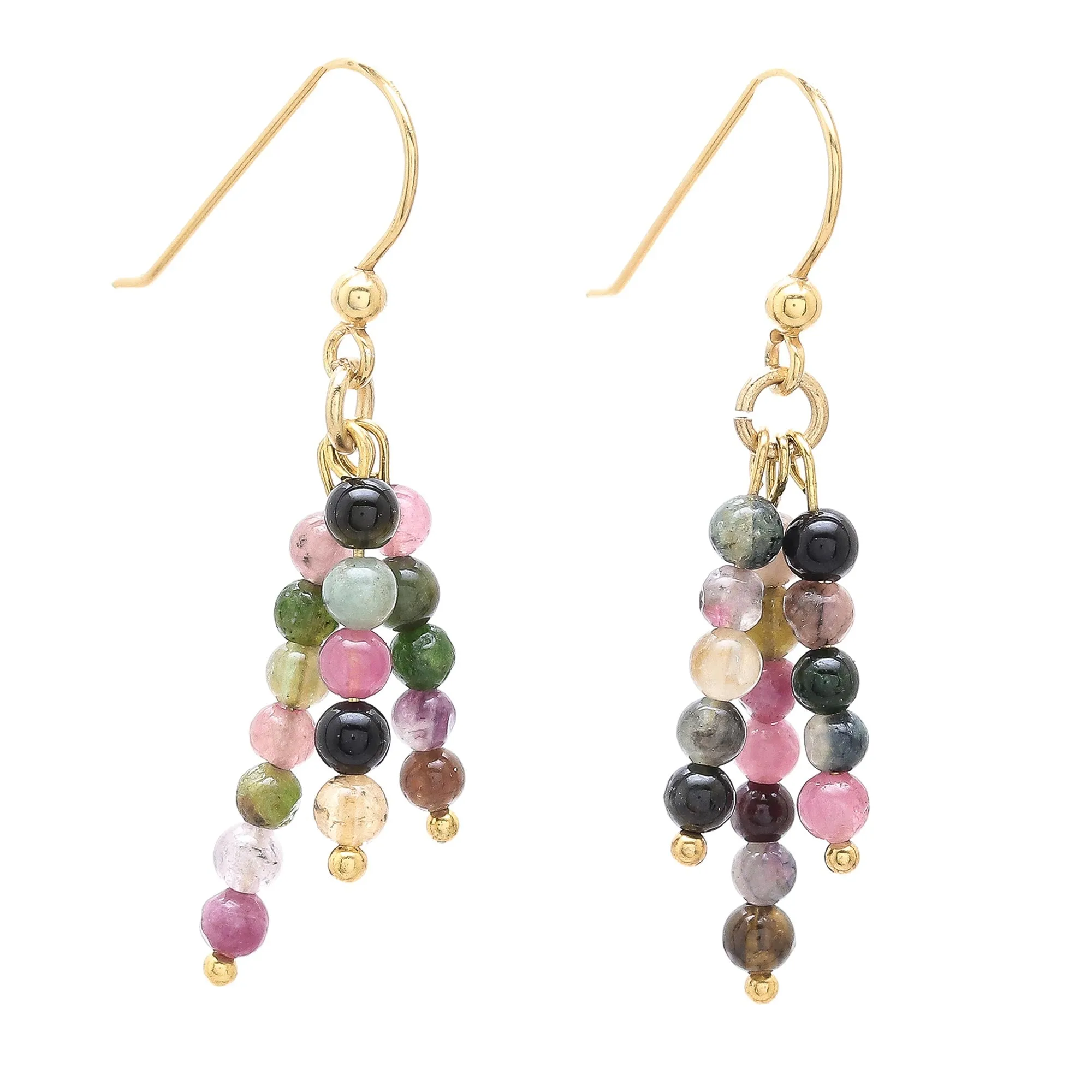 Succulent Candy 18k Gold Plated Natural Tourmaline Dangle Earrings