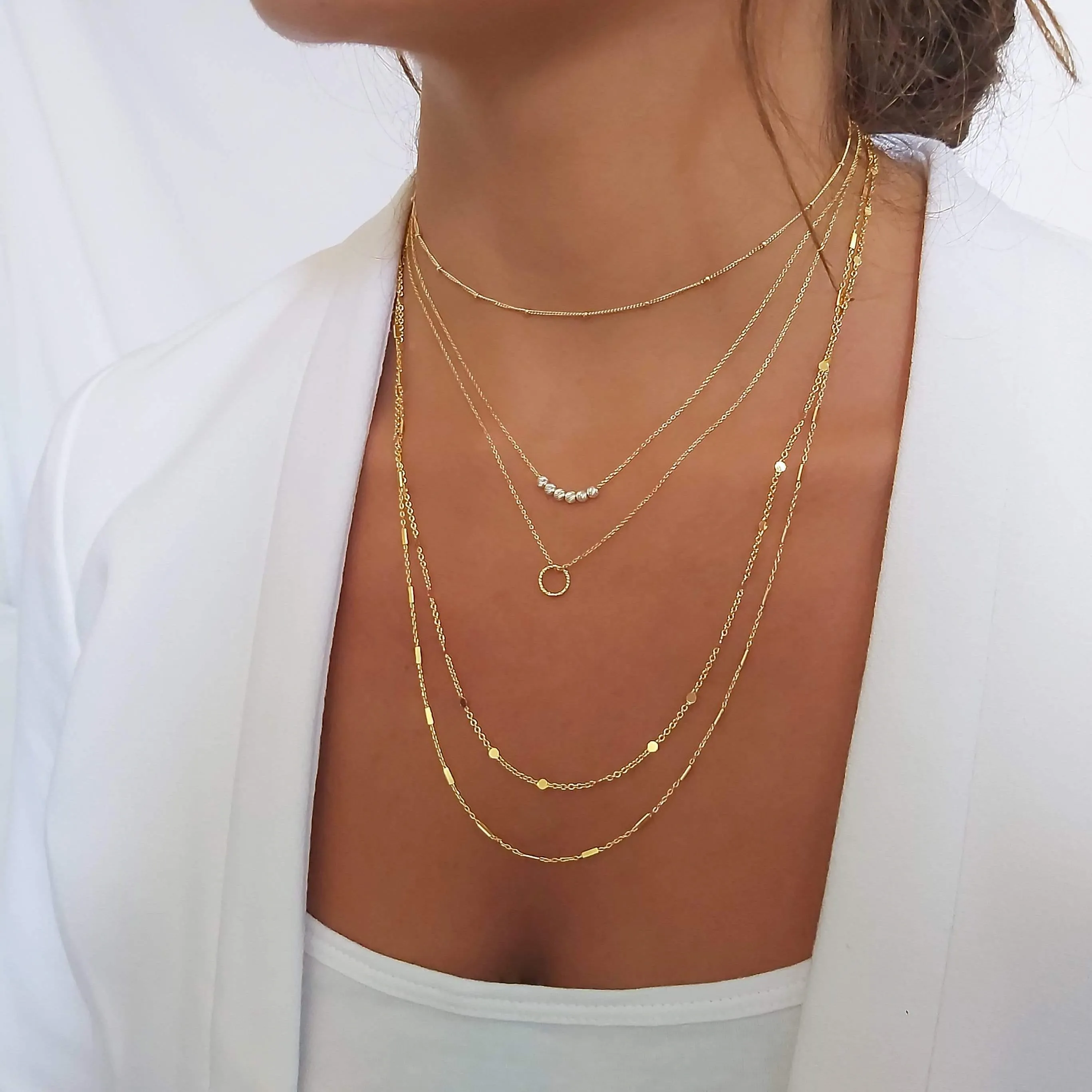Textured Gold Circle Necklace