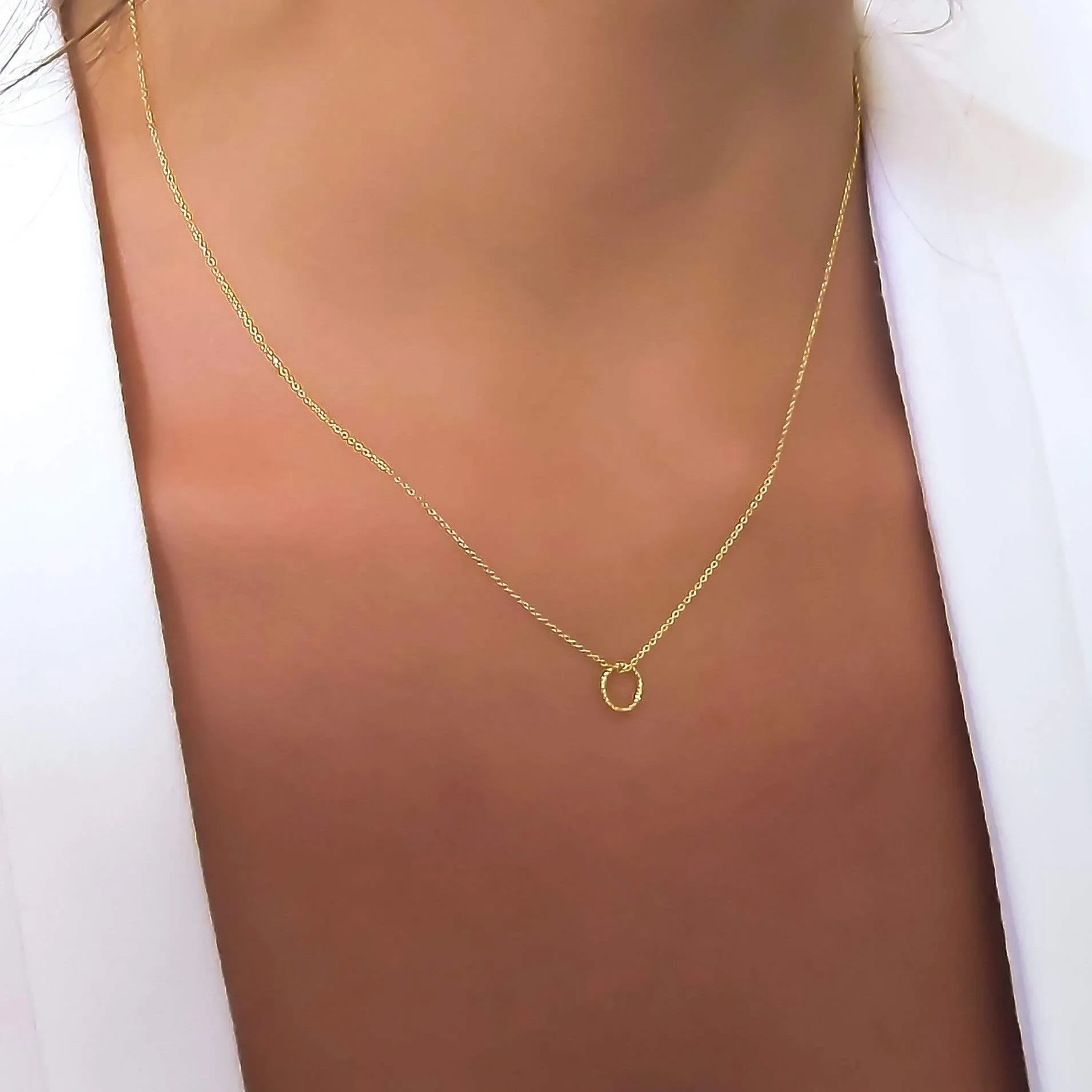 Textured Gold Circle Necklace