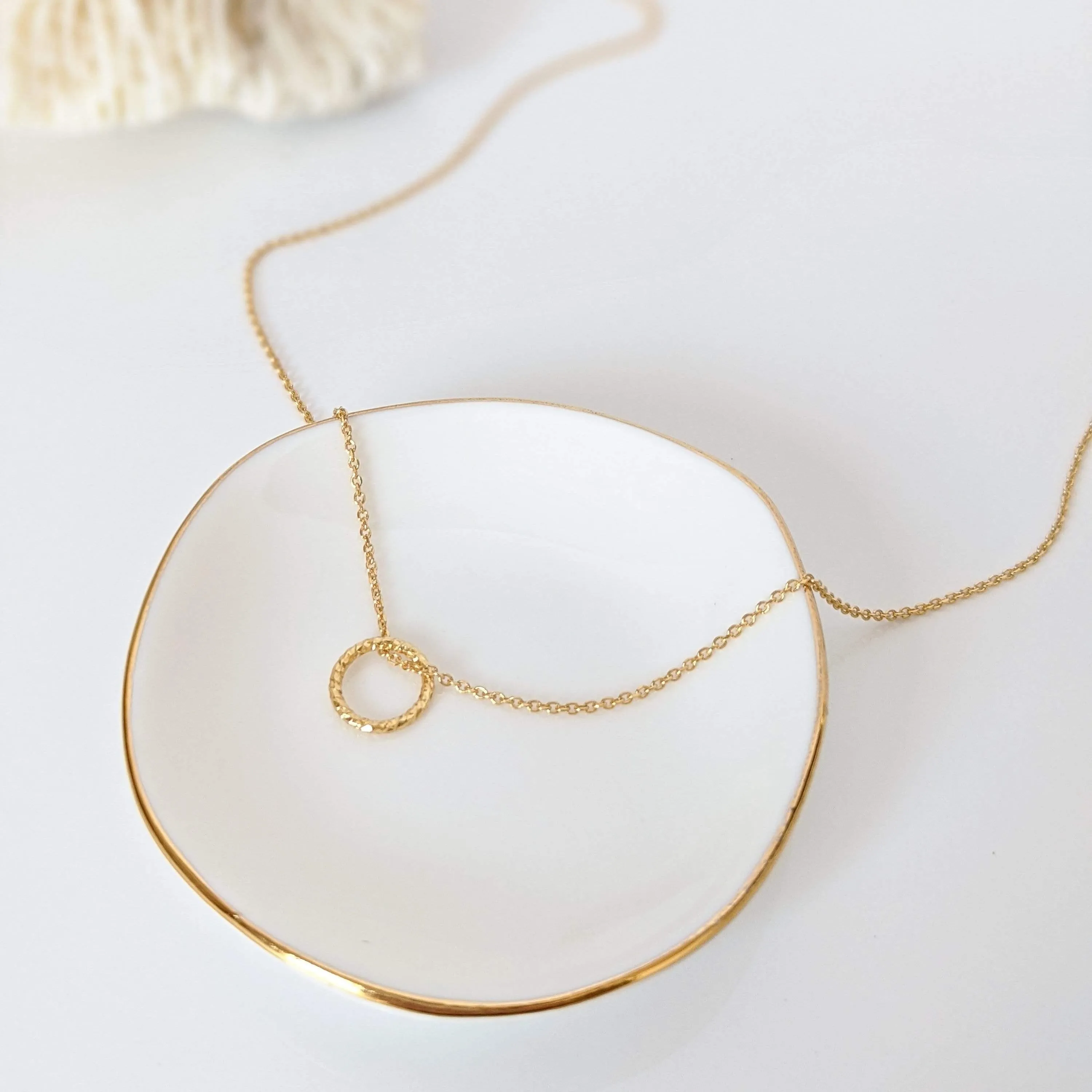 Textured Gold Circle Necklace