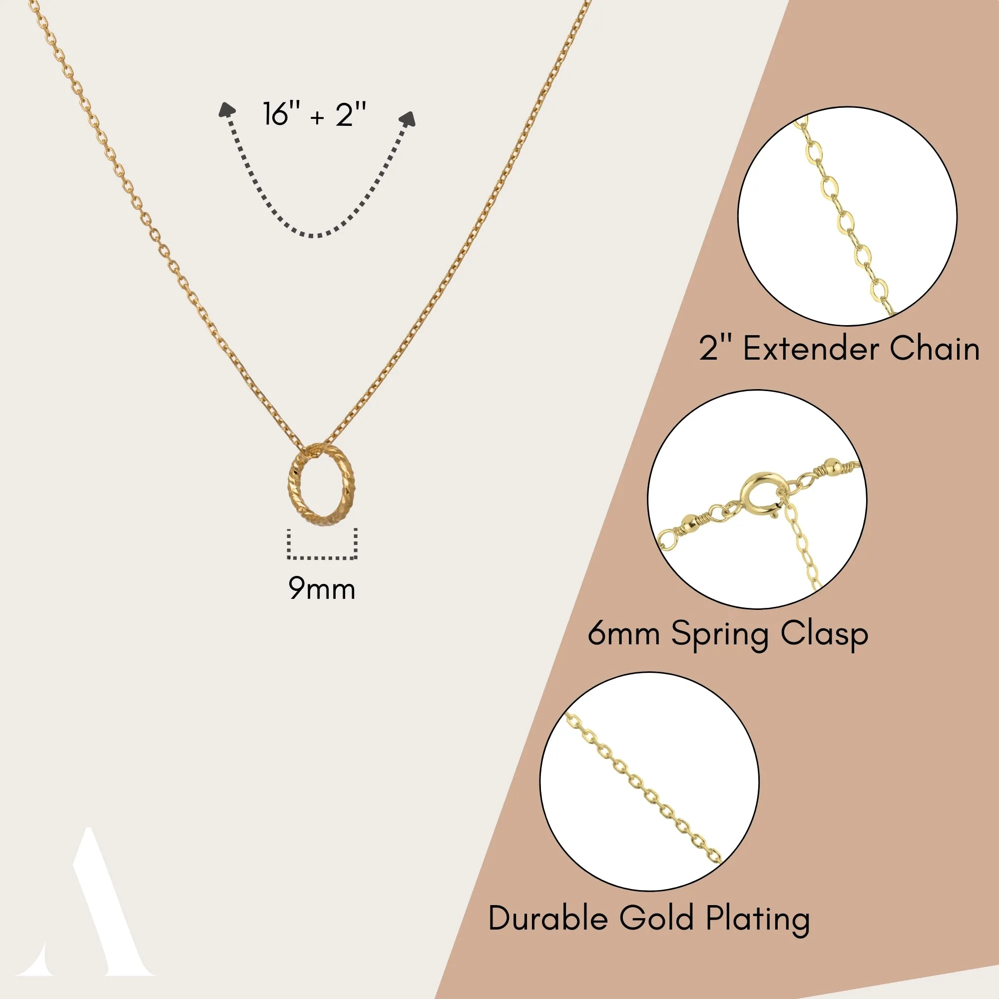 Textured Gold Circle Necklace