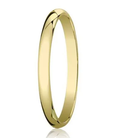 Traditional 14K Yellow Gold Wedding Band with Domed Polished Finish – 3 mm