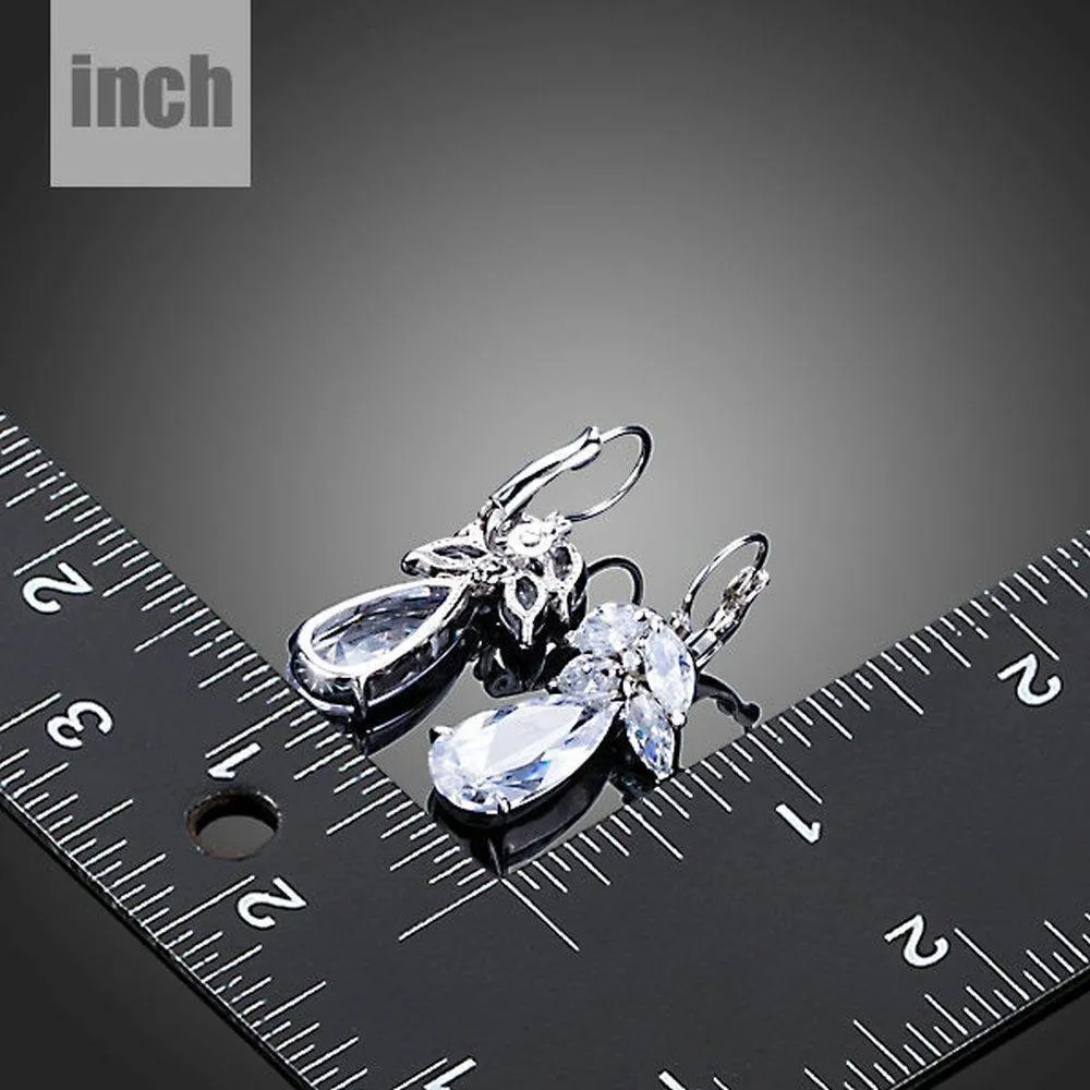 Tree Design Cubic Zirconia Drop Earrings