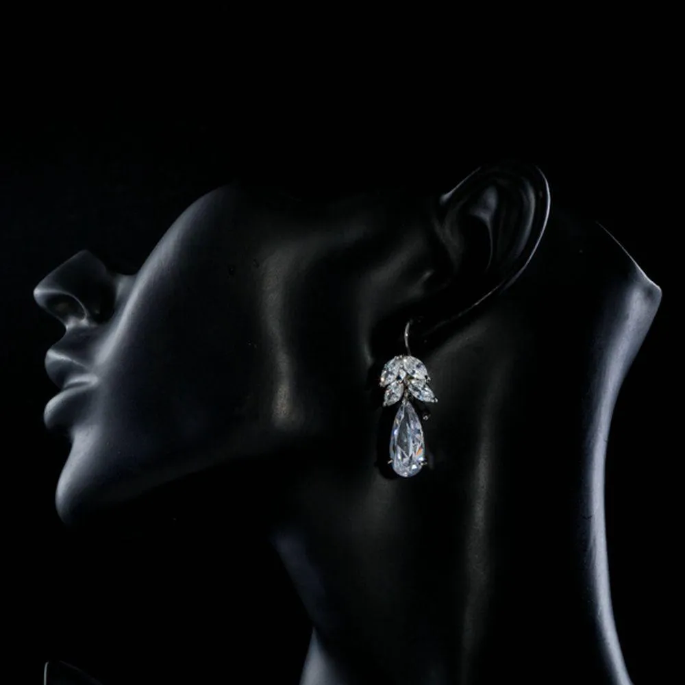 Tree Design Cubic Zirconia Drop Earrings