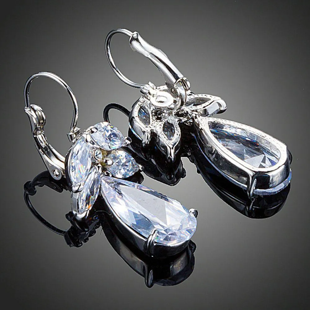 Tree Design Cubic Zirconia Drop Earrings