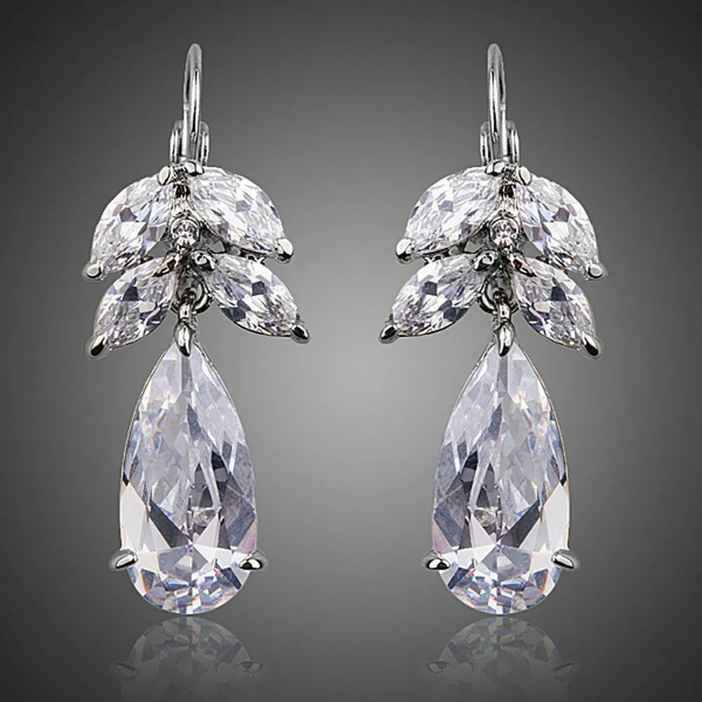 Tree Design Cubic Zirconia Drop Earrings